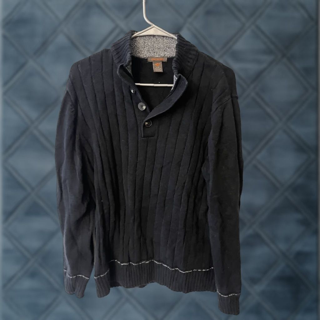 Dockers Dockers Sweater Mens Size L Pull Over Black Cotton Ribbed Contrast Stitching Mock Neck Long Sleeve Knit Pullover Regular Size US L / EU 52-54 / 3 - 1 Thumbnail