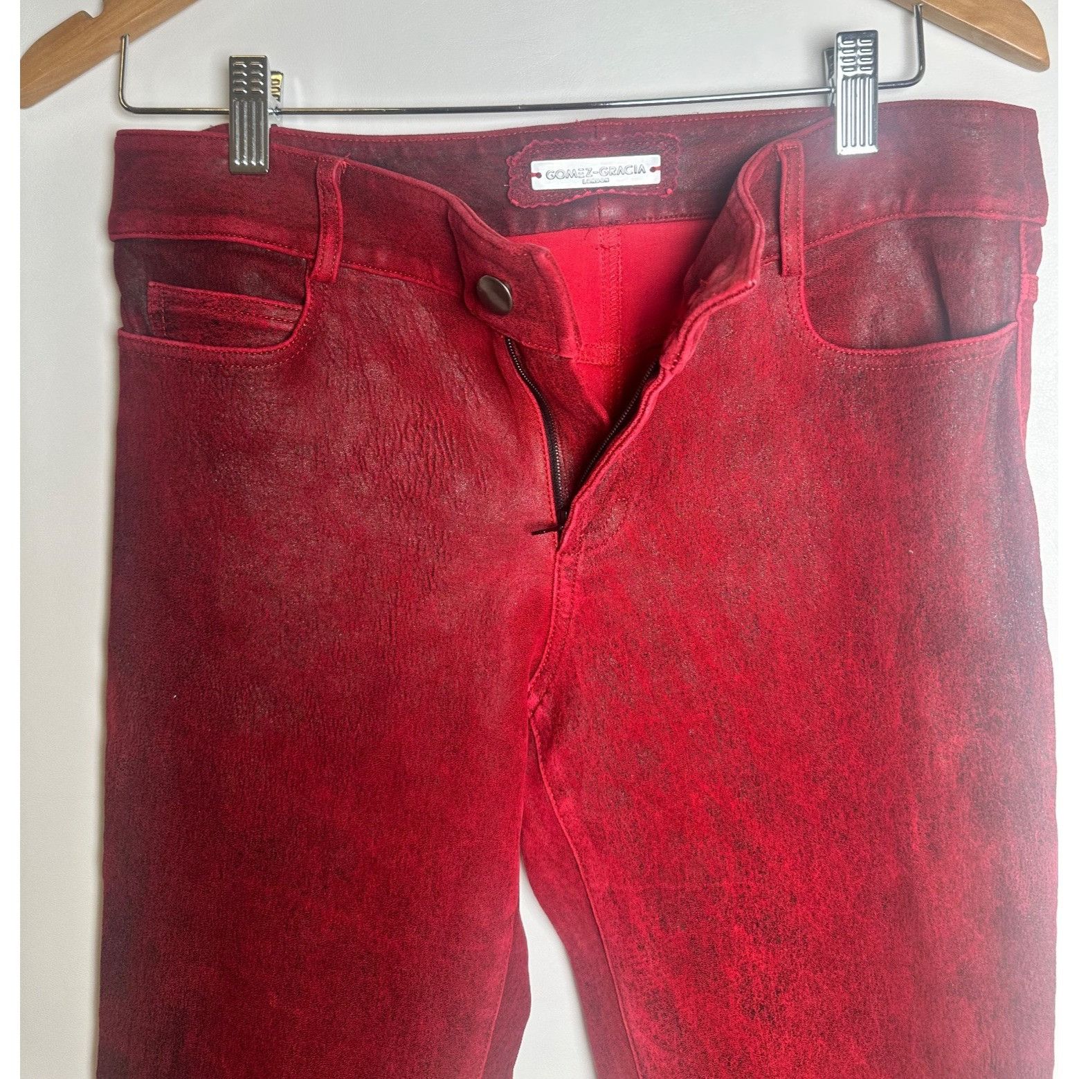 Other Gomez-Gracia London Unique Red Leather Pants, US8/UK14 Size 30" / US 8 / IT 44 - 3 Thumbnail