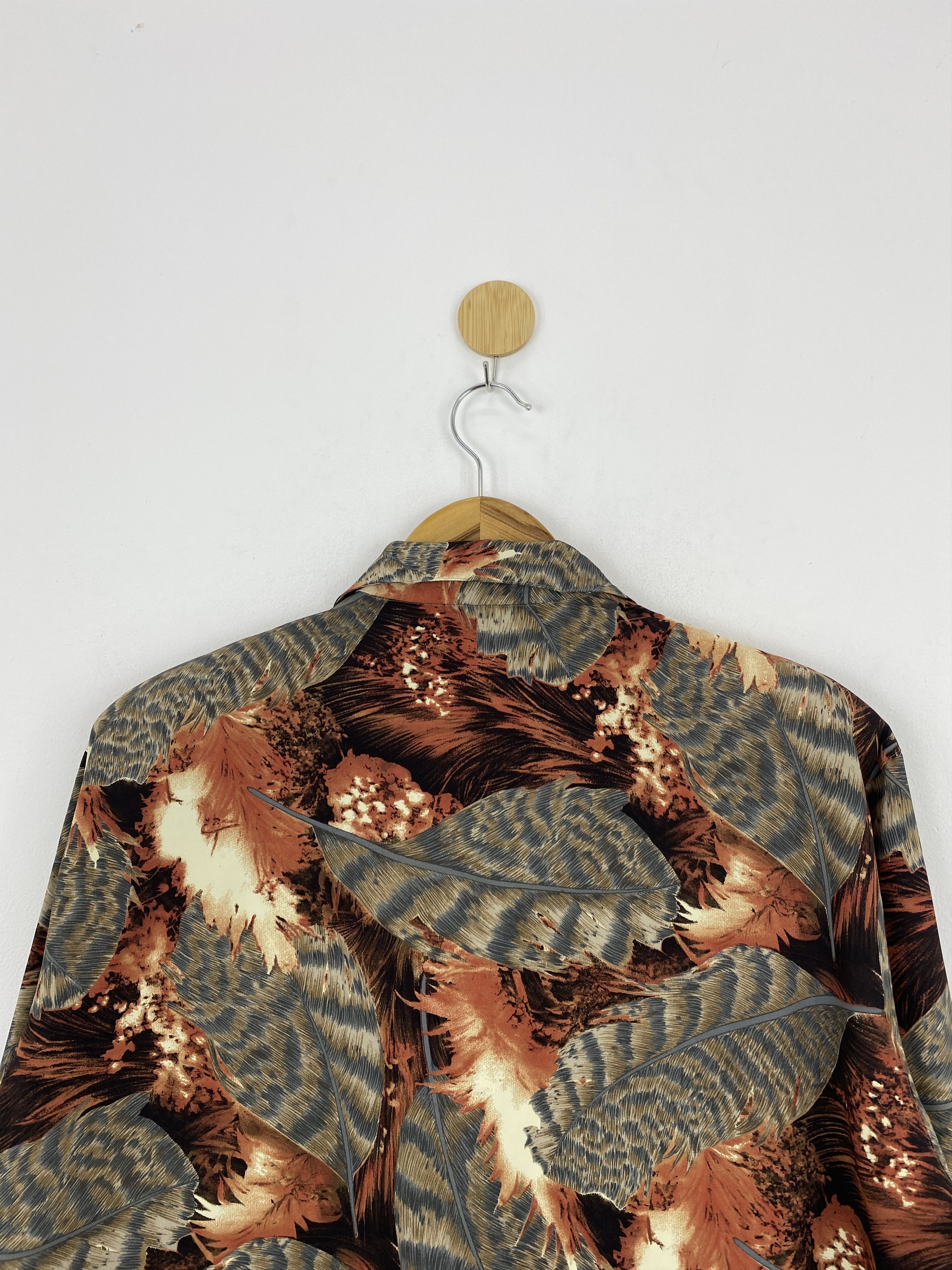 Japanese Brand × Vintage Vintage Full Printed Leaves Design Silk Shirt J1851 Size US L / EU 52-54 / 3 - 4 Thumbnail