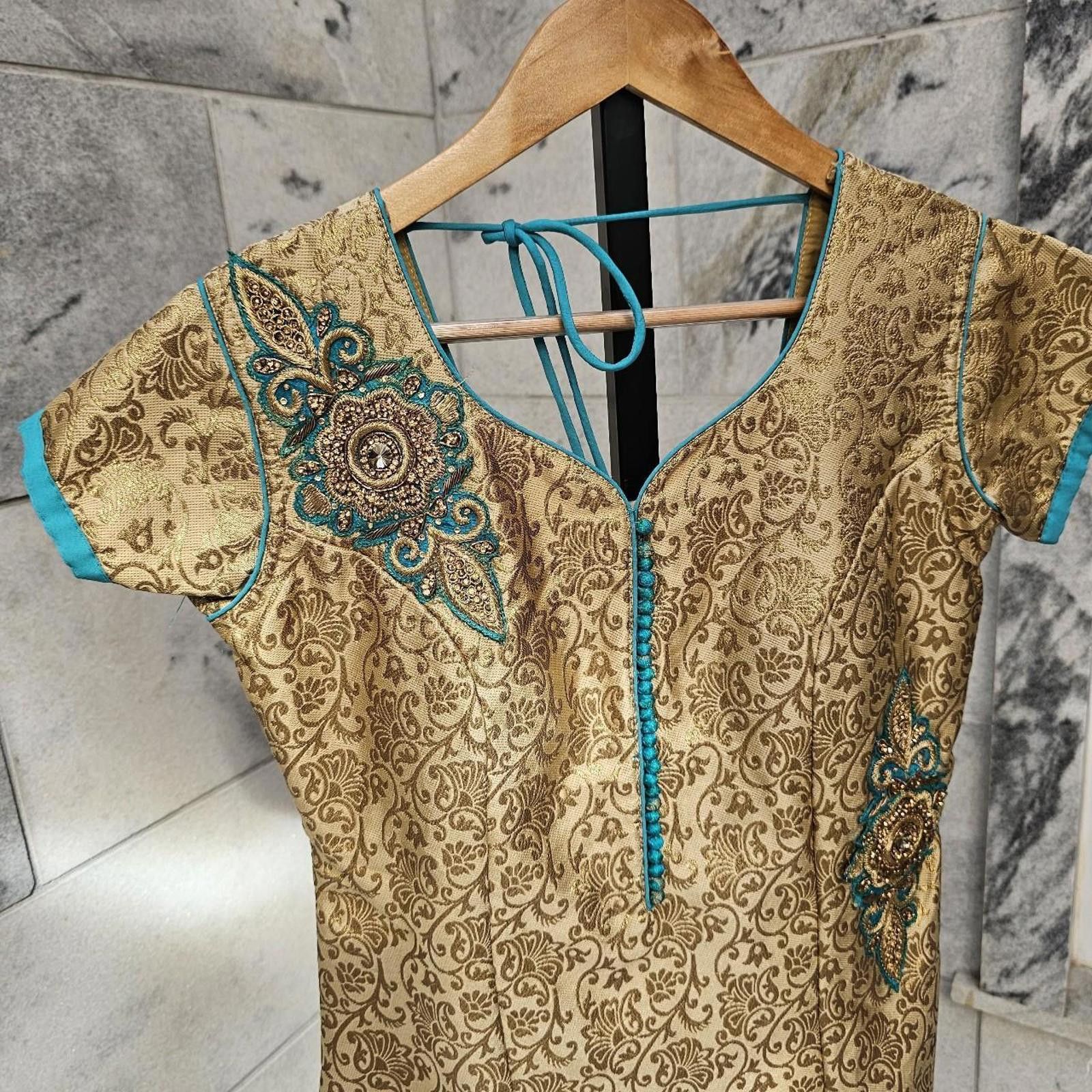 Other Women's Gold and Multicolored Kurta Style Dress Size L / US 10 / IT 46 - 3 Thumbnail