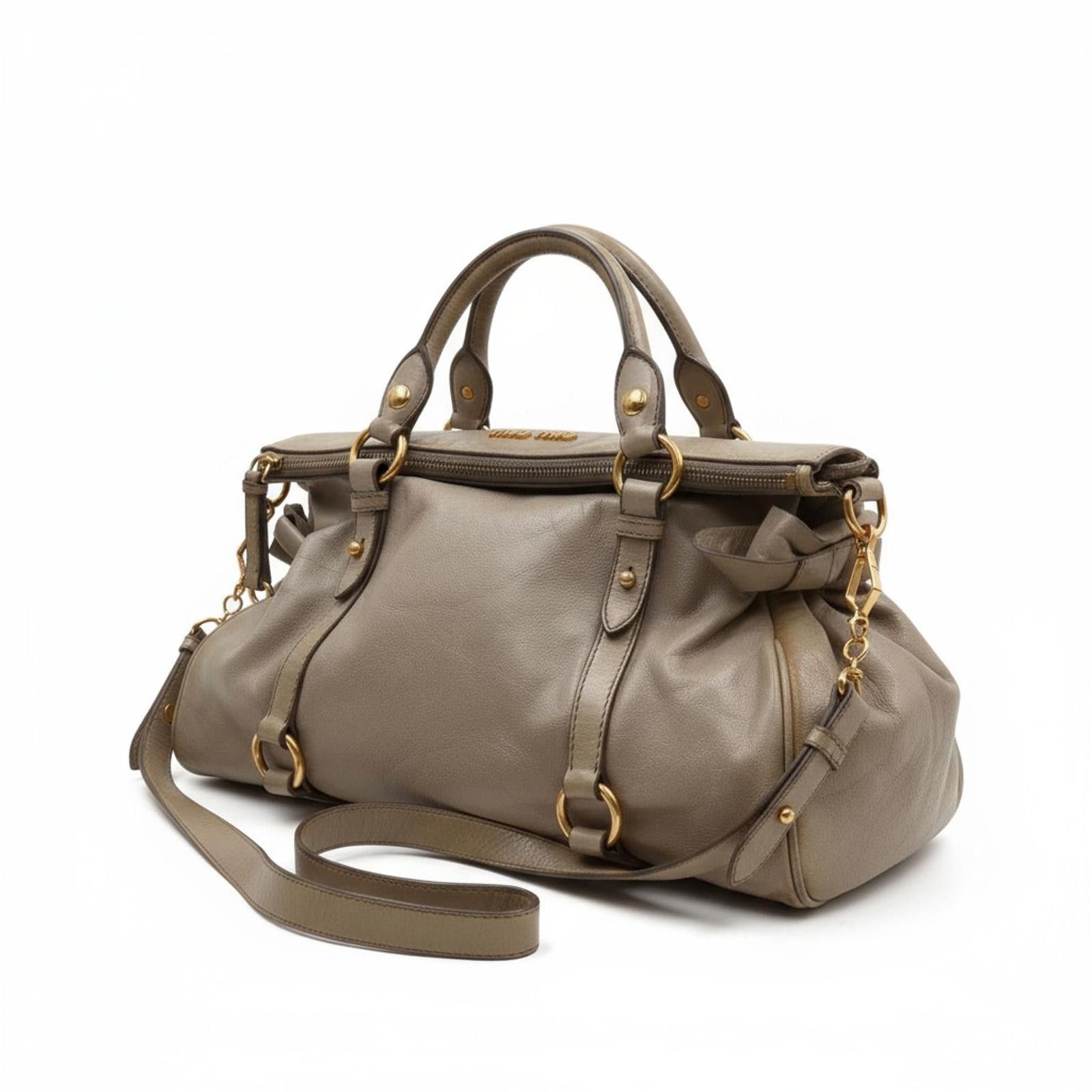 Miu Miu Miu Miu - Gray Leather Satchel Handbag Size ONE SIZE - 1 Thumbnail