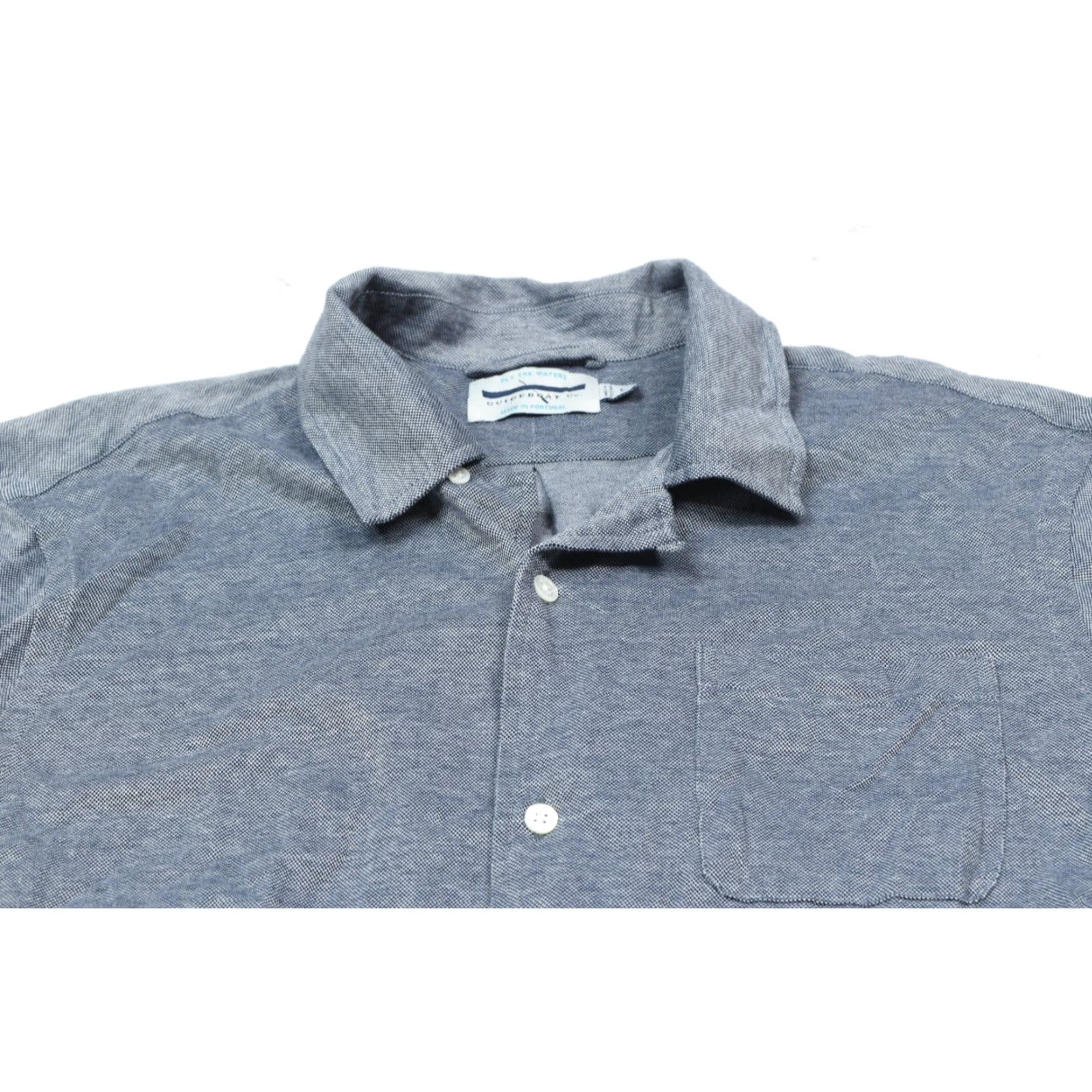 CO Guideboat Co Loop Collar Shirt Blue Woven Cotton Long Sleeve ButtonUp Mens Large Size US L / EU 52-54 / 3 - 3 Thumbnail