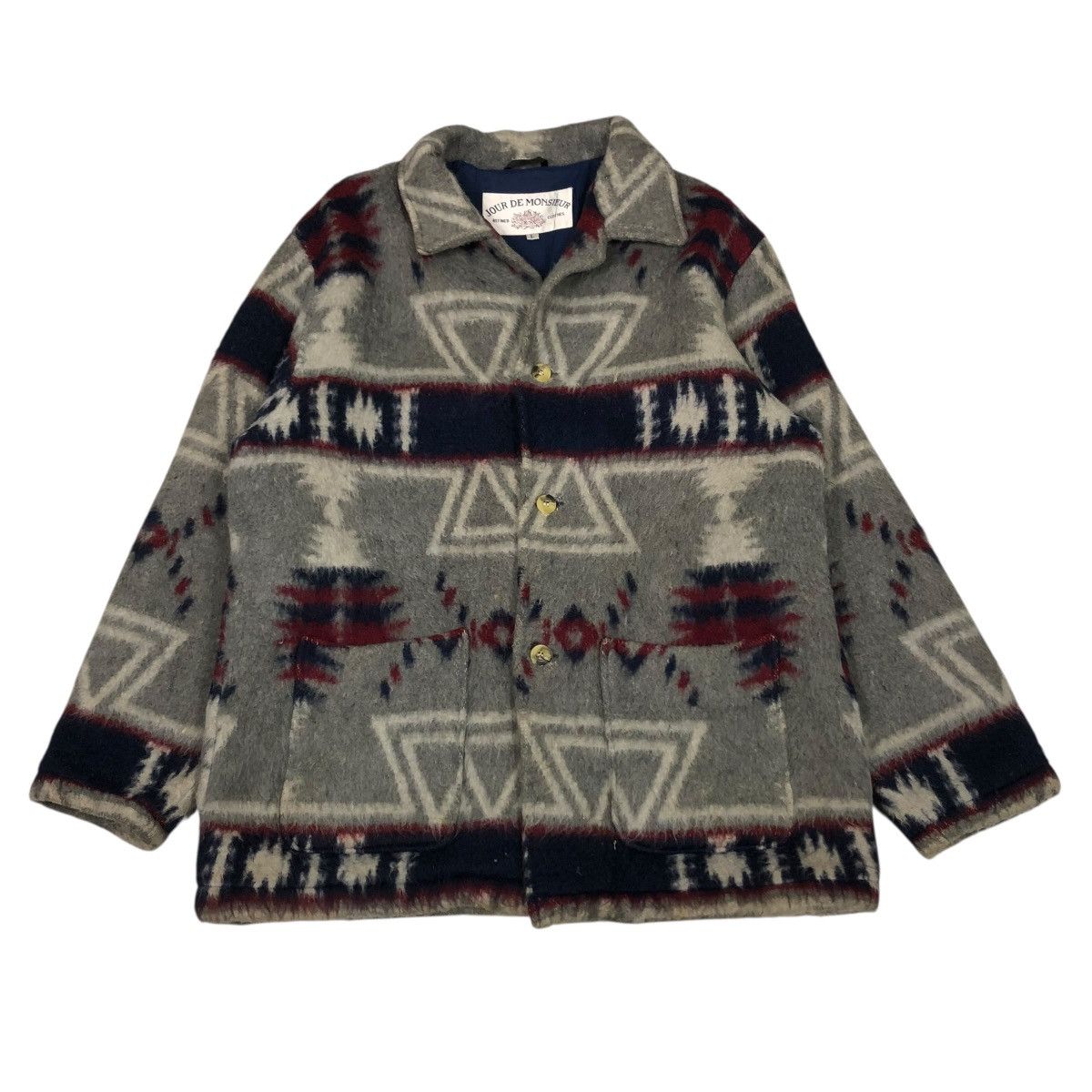 Japanese Brand 🔥VINTAGE WOOL JACKET NAVAJO JOUR DE MONSIEUR ISSEY MIYAKE Size US L / EU 52-54 / 3 - 1 Thumbnail