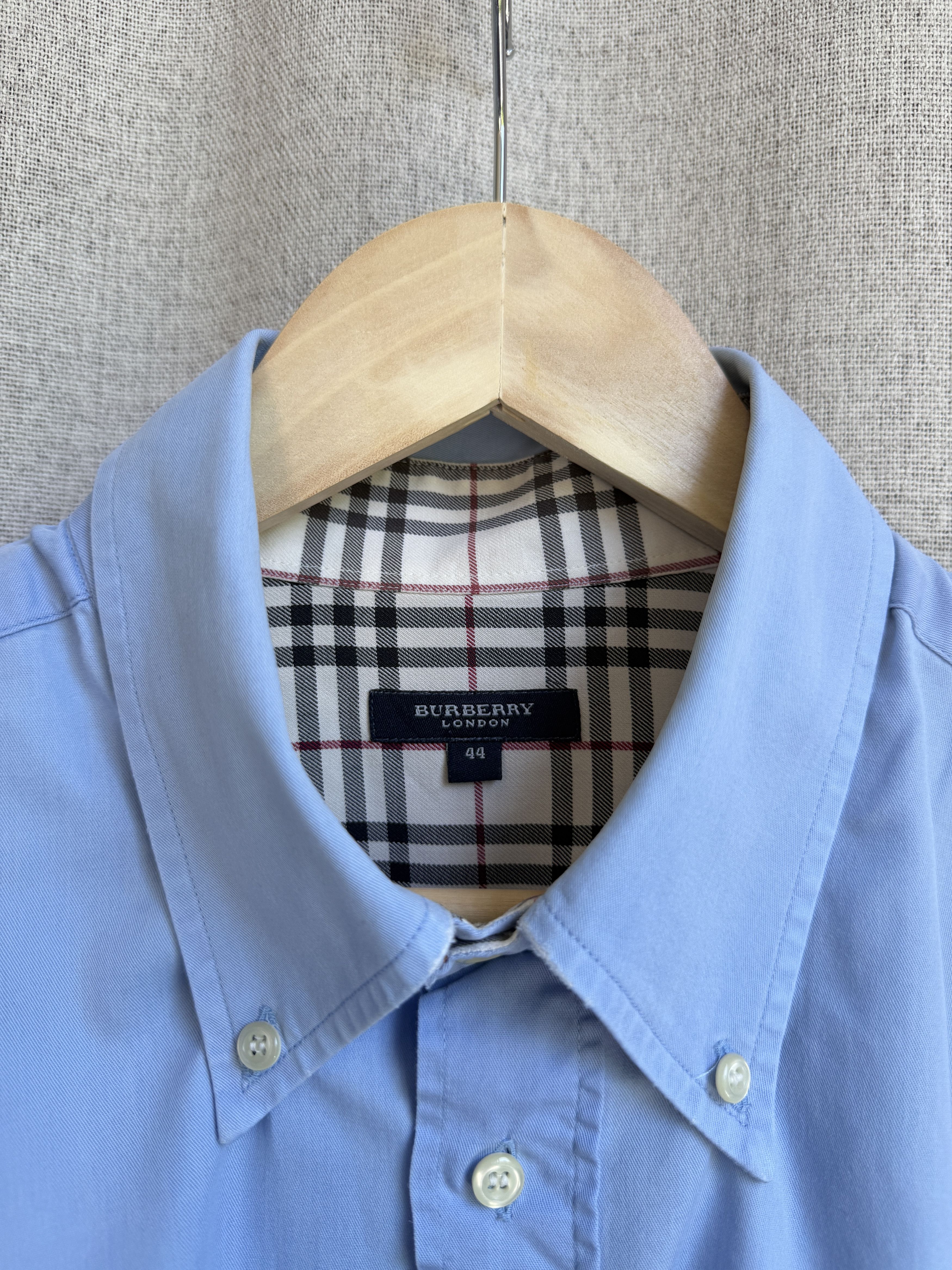 Burberry Vintage Burberry Nova Check Blue Plain Button Up Shirt Size US L / EU 52-54 / 3 - 6 Thumbnail