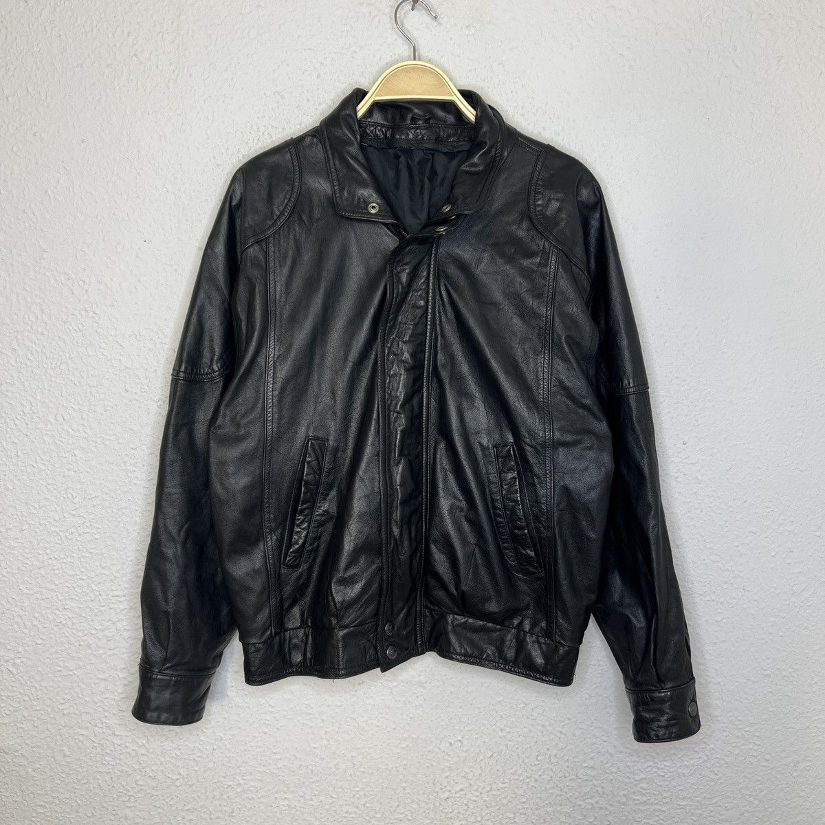 Japanese Brand Vintage Leather Jacket Biker Ramones Black Genuine Trucker Size US M / EU 48-50 / 2 - 6 Thumbnail