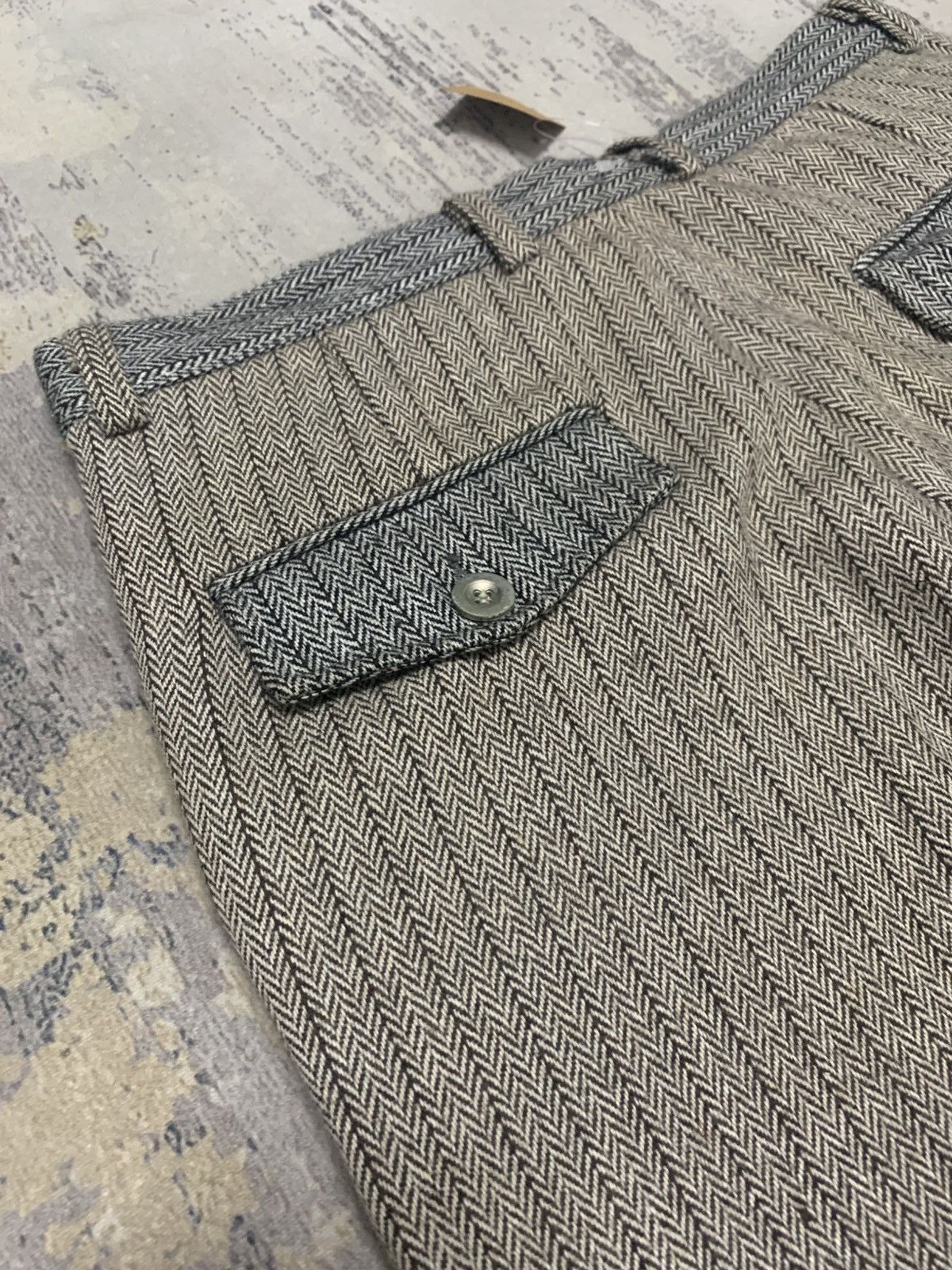 Japanese Brand Vintage 70s Striped Wide-Leg Wool Trousers Flap Pockets Size US 32 / EU 48 - 9 Thumbnail
