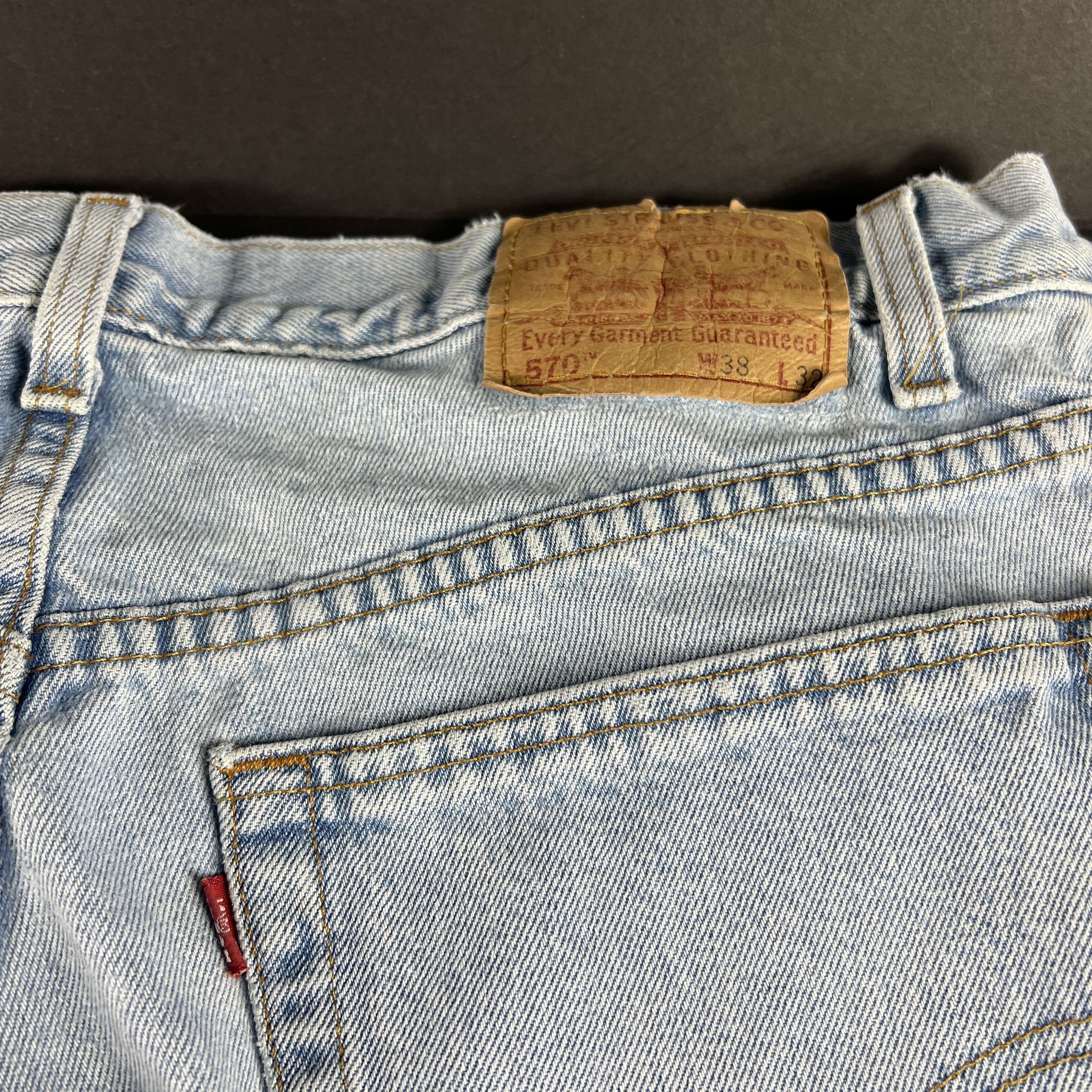 Levi's × Vintage Y2K Levi's Jeans 570 Baggy Light Blue Faded Cotton Denim Size US 38 / EU 54 - 14 Thumbnail