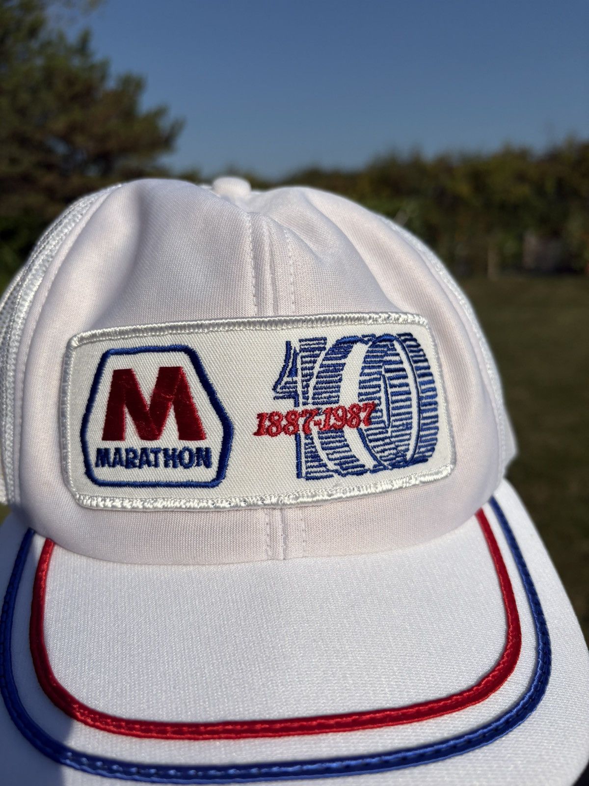 Other Marathon Gas 1987 Vintage 80s White Snapback Trucker Hat Cap Size ONE SIZE - 2 Thumbnail
