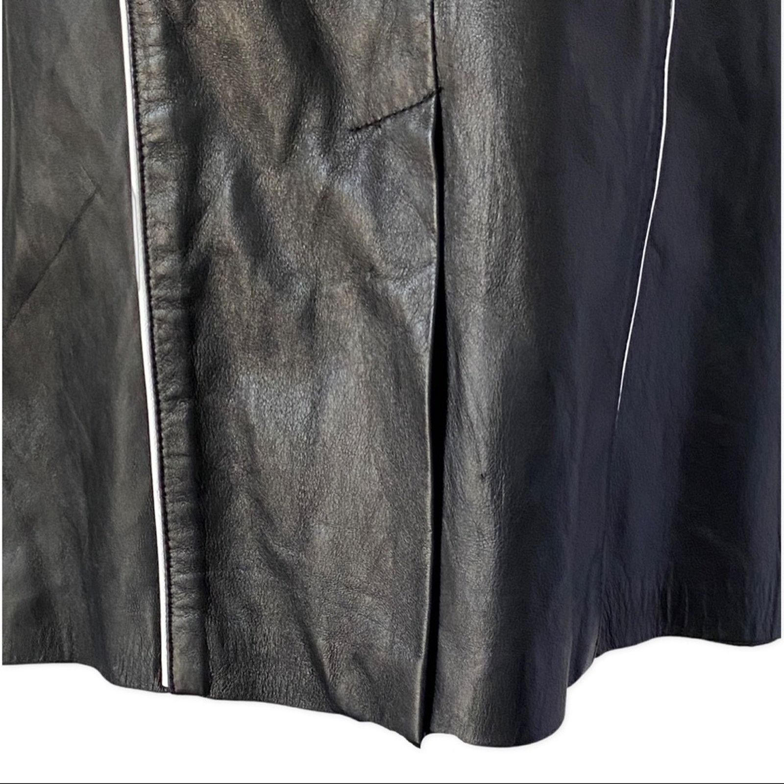 DC Vintage DC Collection Black Leather Skirt Suit Set Size L / US 10 / IT 46 - 6 Thumbnail