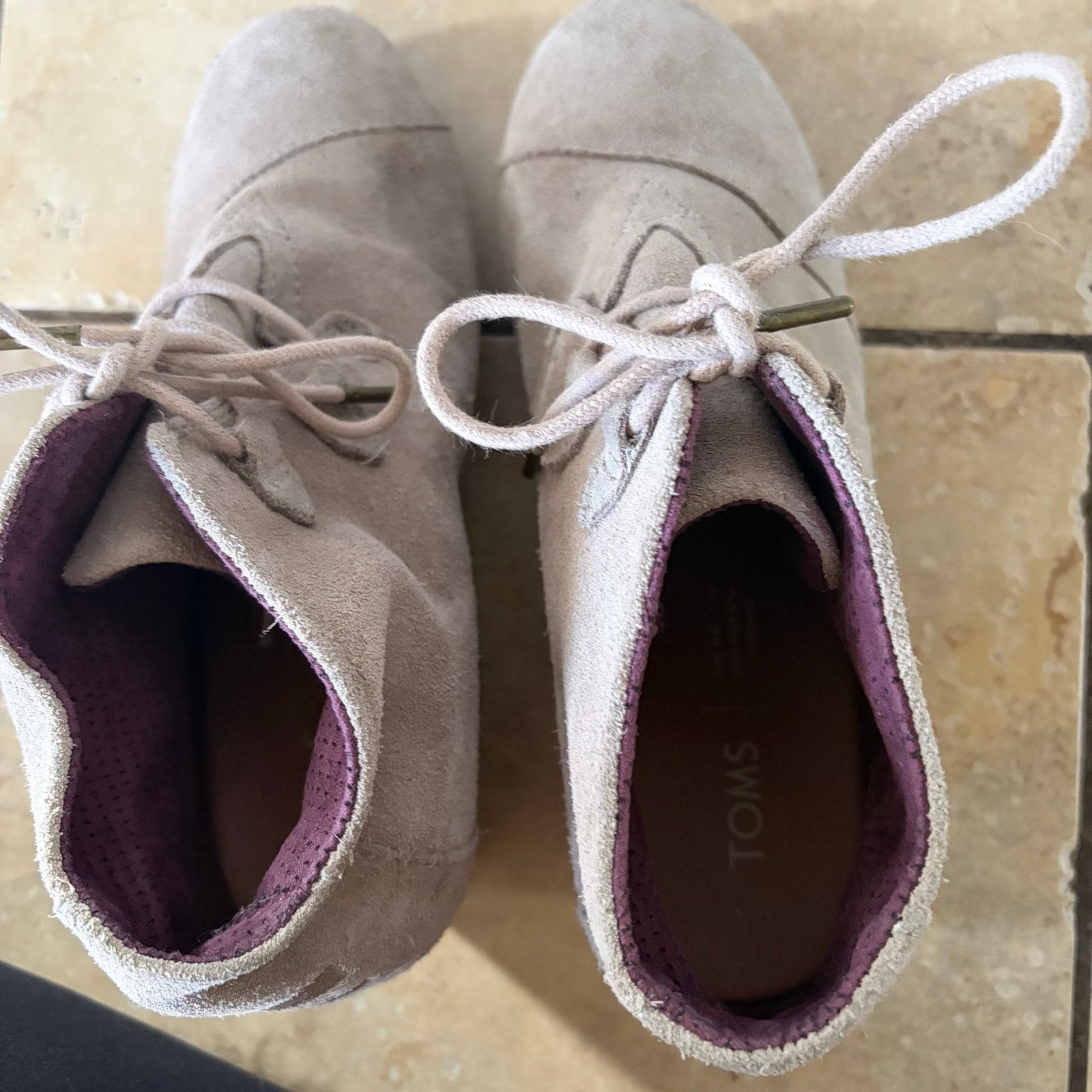 Toms Tom's Women's Kala Wedge Taupe Suede Bootie Lace Up - Size 9 Size US 9 / IT 39 - 8 Thumbnail