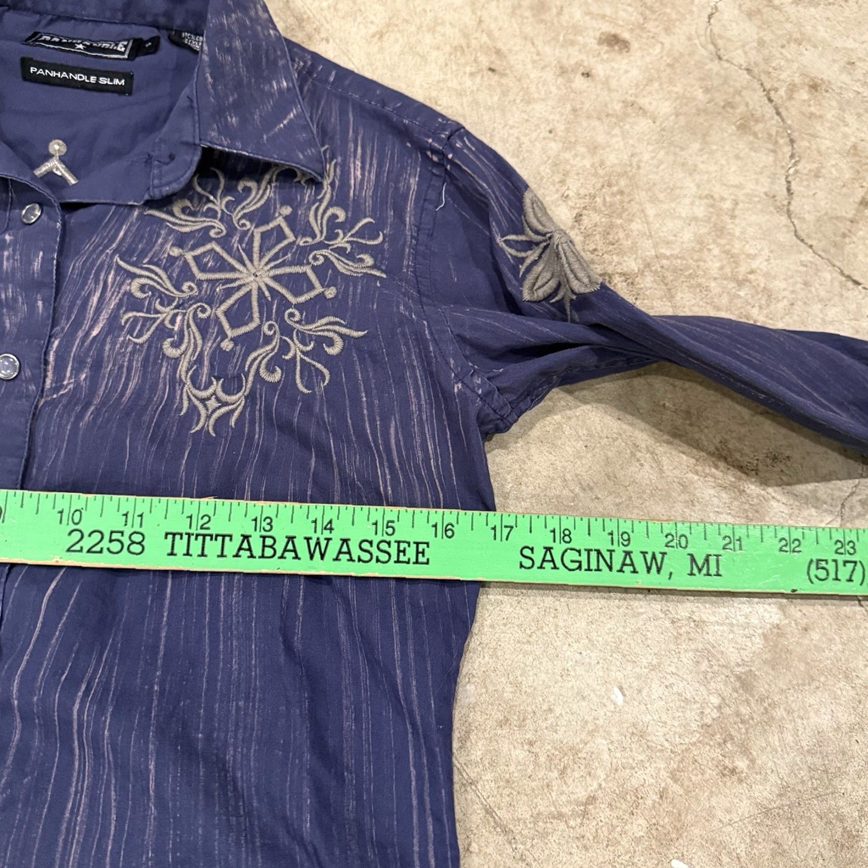 Vintage Panhandle Slim Shirt Mens Small Blue Stripe Snap 90 Proof Western Embroidered Shirt Size US S / EU 44-46 / 1 - 6 Thumbnail