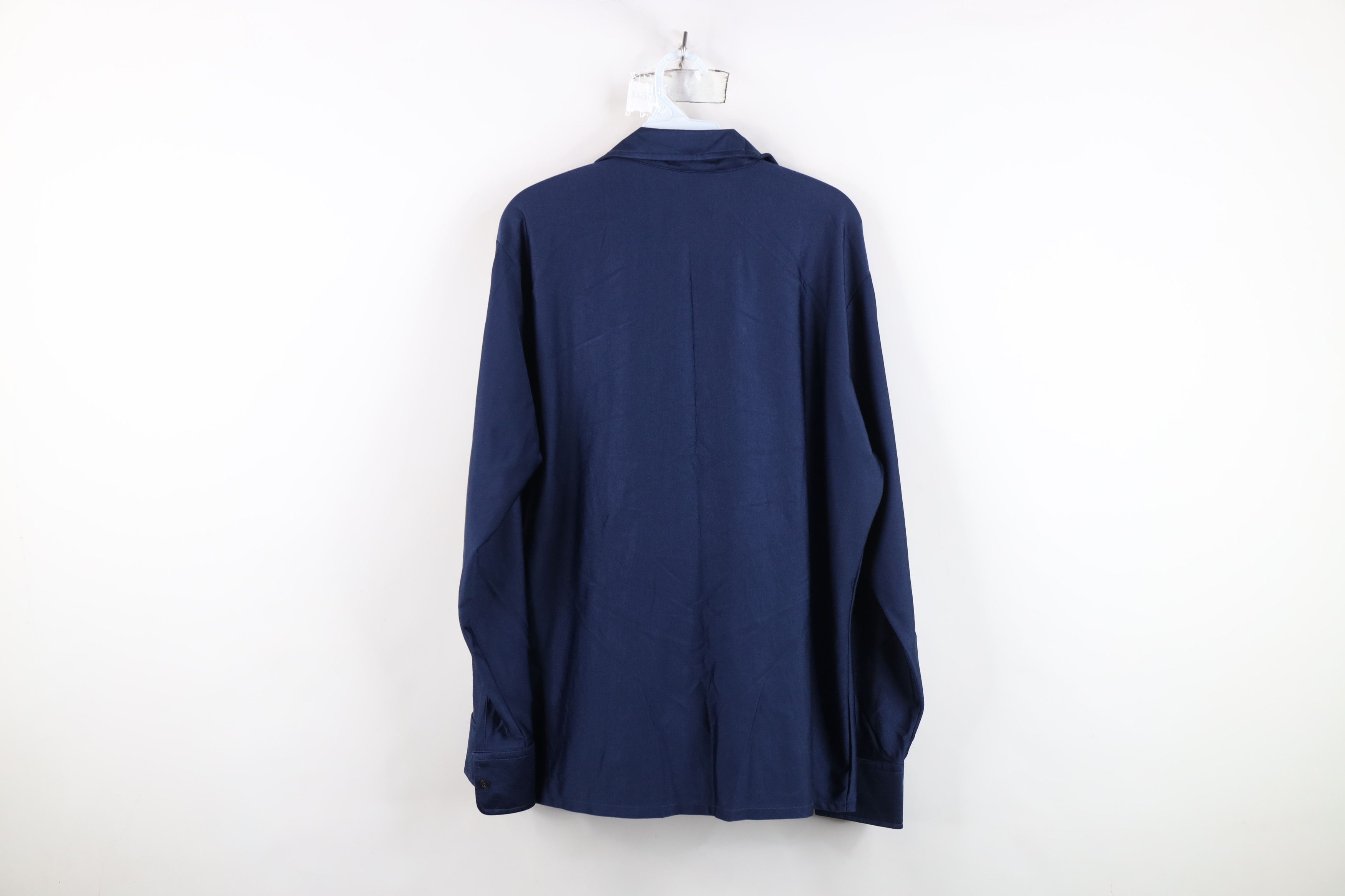 Vintage Vintage 70s Streetwear Knit Collared Button Shirt Blue USA Size US L / EU 52-54 / 3 - 8 Thumbnail