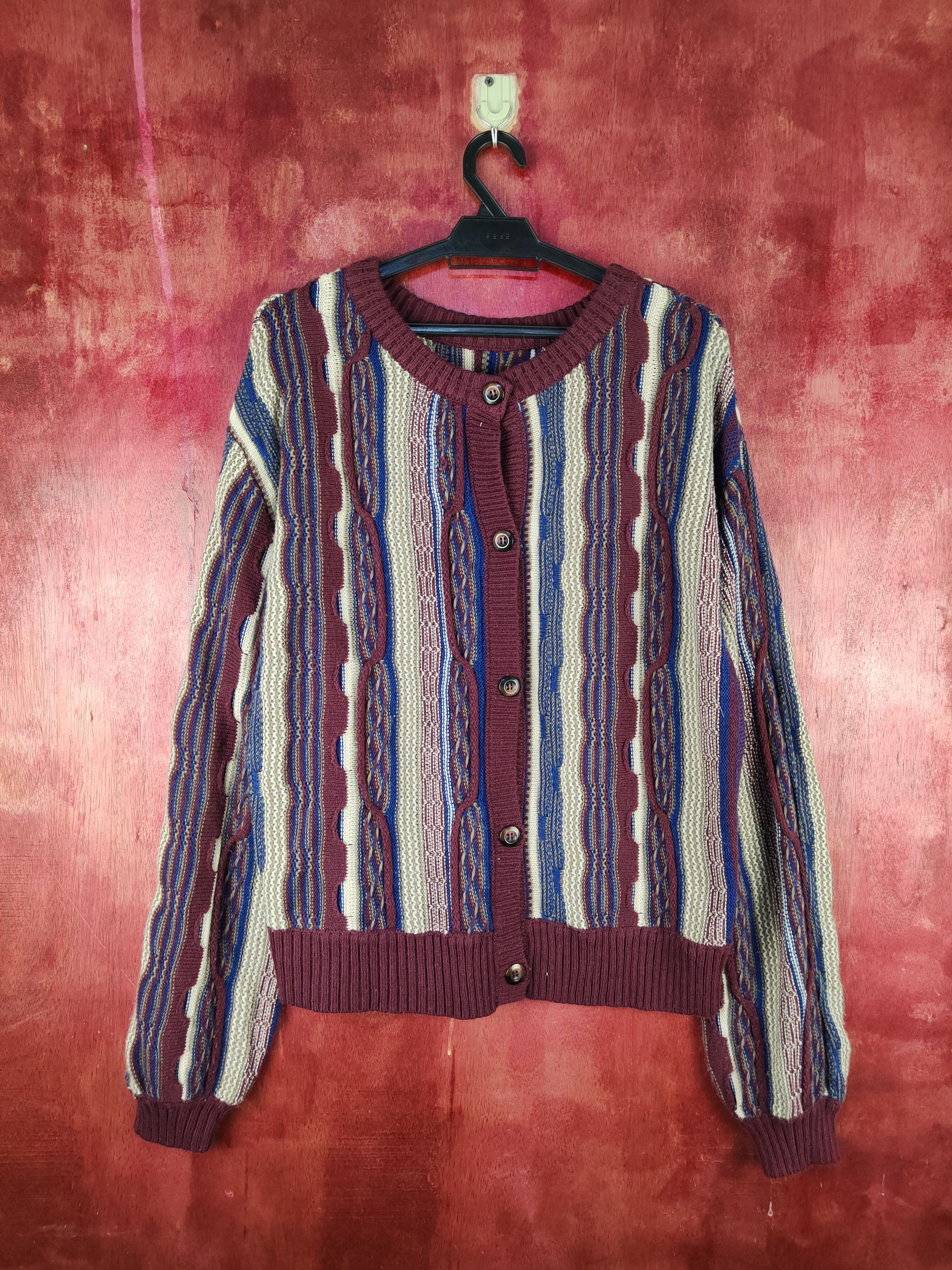 Japanese Brand Urbanity UB Dark Purple Stripes Knitwear like coogi #S1600 Size US M / EU 48-50 / 2 - 1 Thumbnail