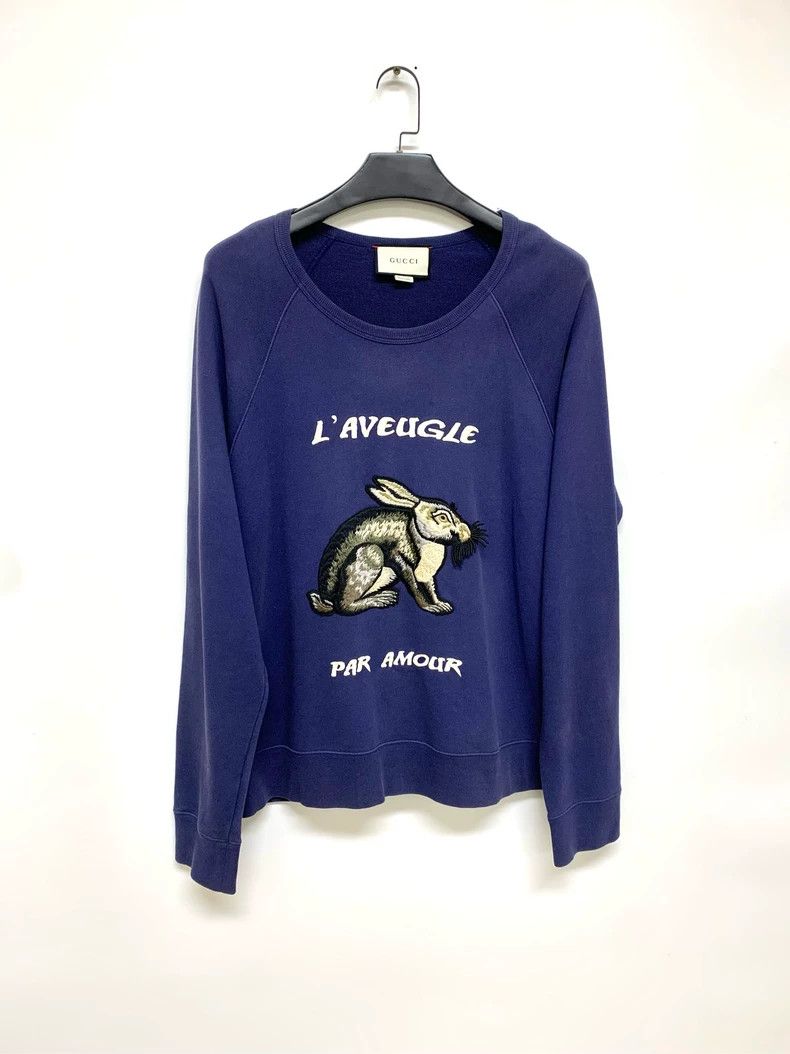 Gucci Gucci Rabbit embroidered blue sweatshirt 2502-Nextarrow Size US L / EU 52-54 / 3 - 1 Thumbnail