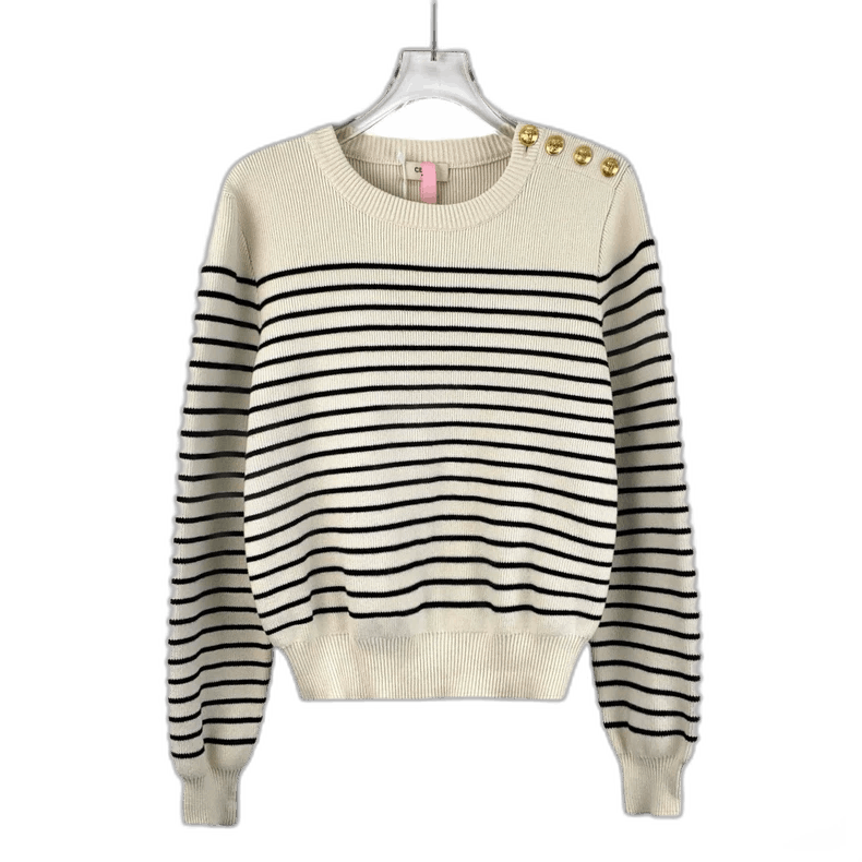 Celine Celine Beige Striped Knit Sweater with Buttons Size XS / US 0-2 / IT 36-38 - 1 Thumbnail