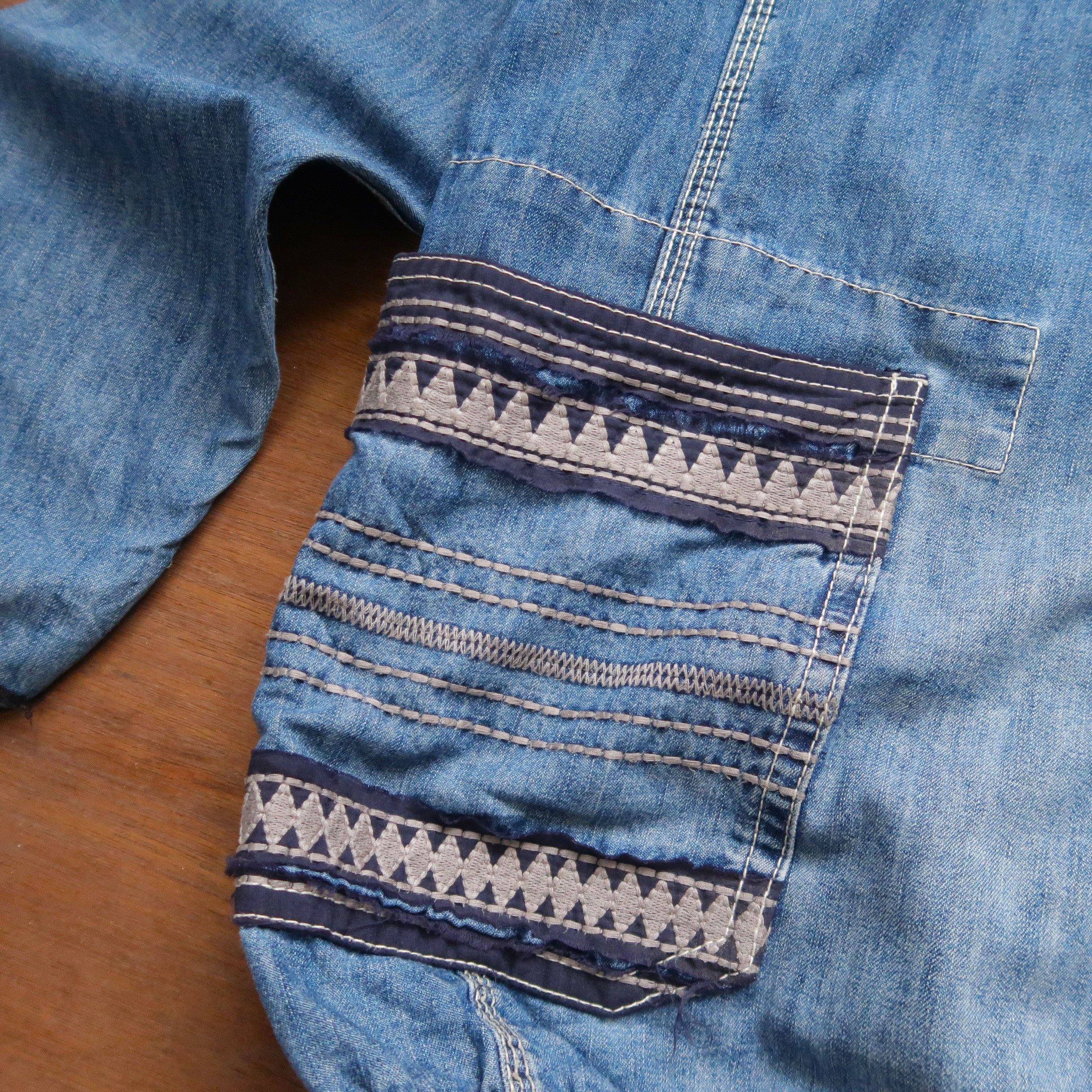 Kapital 90s Kapital GSC Distressed Native Denim Full Zip Hoodie Size US XL / EU 56 / 4 - 9 Thumbnail