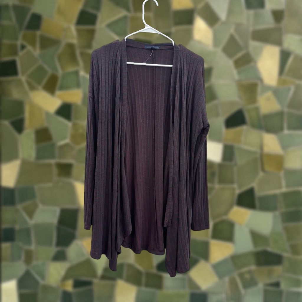 American Eagle Outfitters American Eagle Outfitters Sweater Cardigan Purple Open Front Ribbed Knit - Womens Medium Regular Cozy Bohemian Fall Winter Spring Shirt Size M / US 6-8 / IT 42-44 - 1 Thumbnail