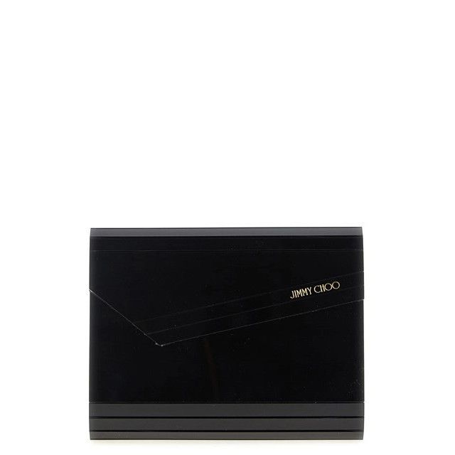 JIMMY CHOO Candy Black Chain Strap Clutch New And Authentic