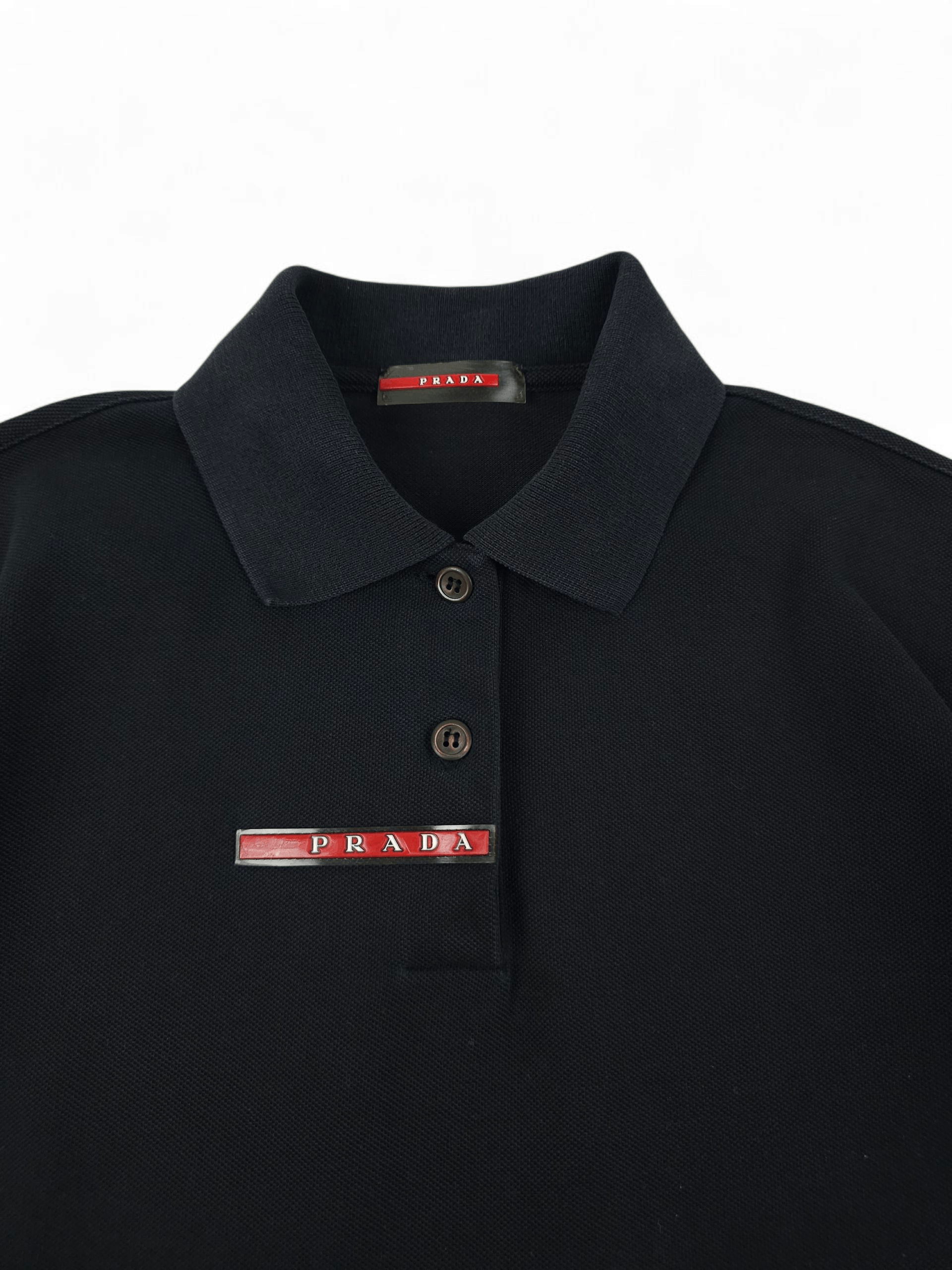 Prada 💎 Vintage Prada Classic Logo Black Polo Shirt Size XS Size M / US 6-8 / IT 42-44 - 5 Thumbnail