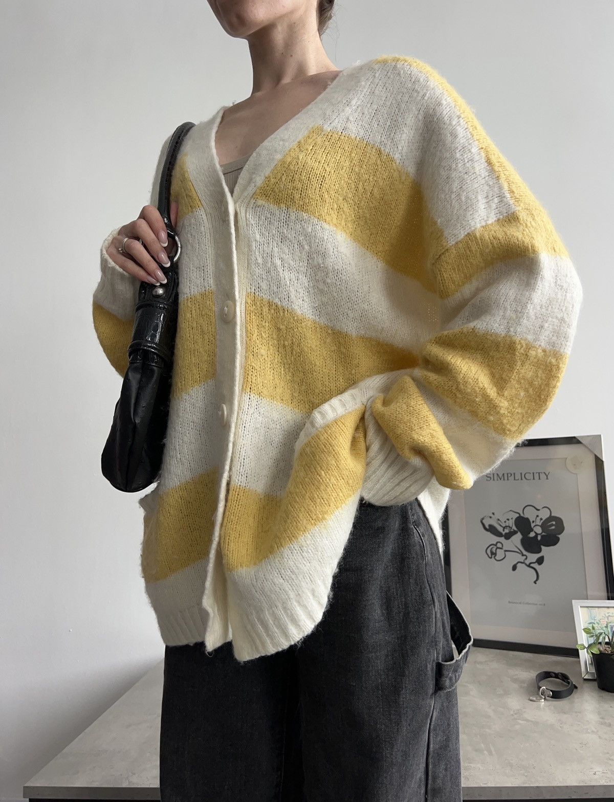 Allsaints AllSaints Lou Cardigan Yellow / Cream Wool Size M / US 6-8 / IT 42-44 - 4 Thumbnail