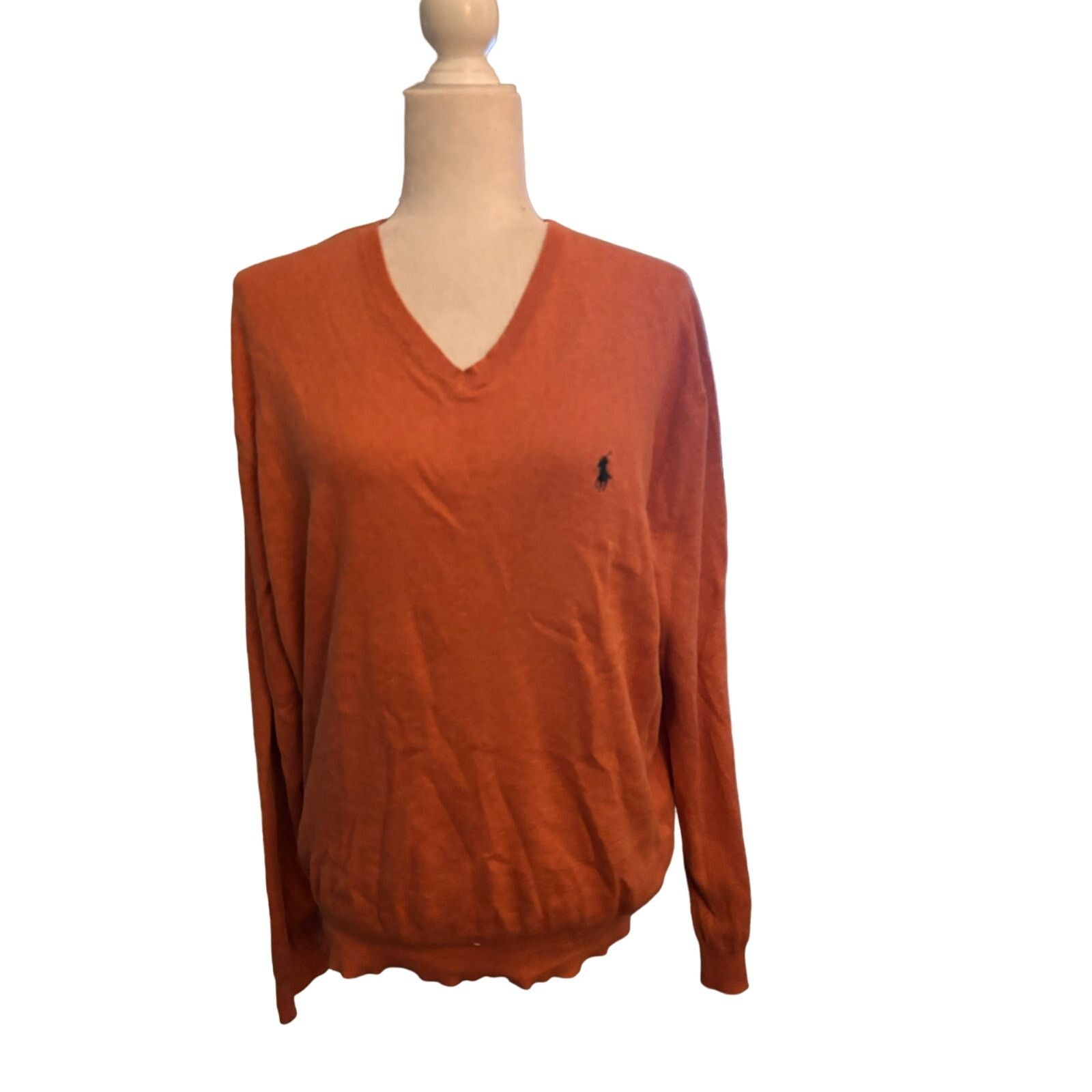 Polo Ralph Lauren Polo Ralph Lauren Sweater Mens XL Orange Pima Cotton V Neck Size US XL / EU 56 / 4 - 1 Thumbnail