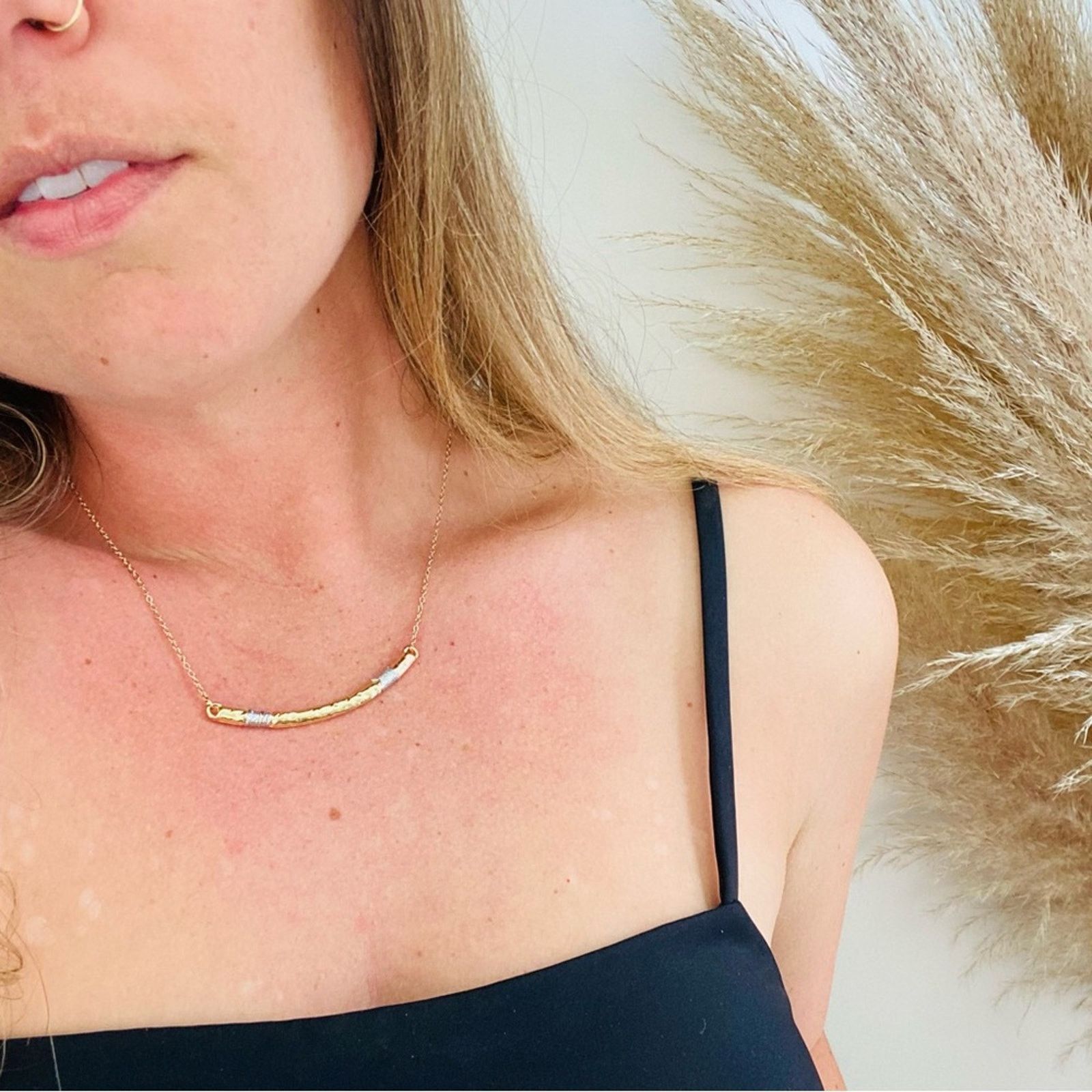 Nordstrom NEW NORDSTROM REVOLVE Gold Silver Wrap Bar Necklace Jewelry Size ONE SIZE - 1 Thumbnail