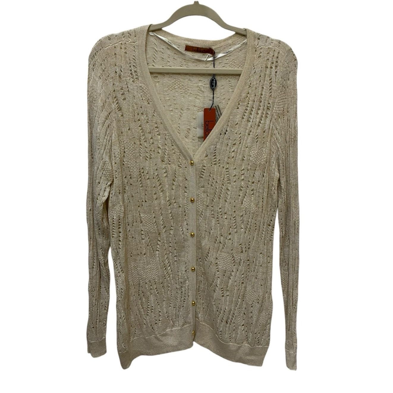Other Belldini Pointelle knit cardigan sweater with gold thread Size XL / US 12-14 / IT 48-50 - 2 Thumbnail