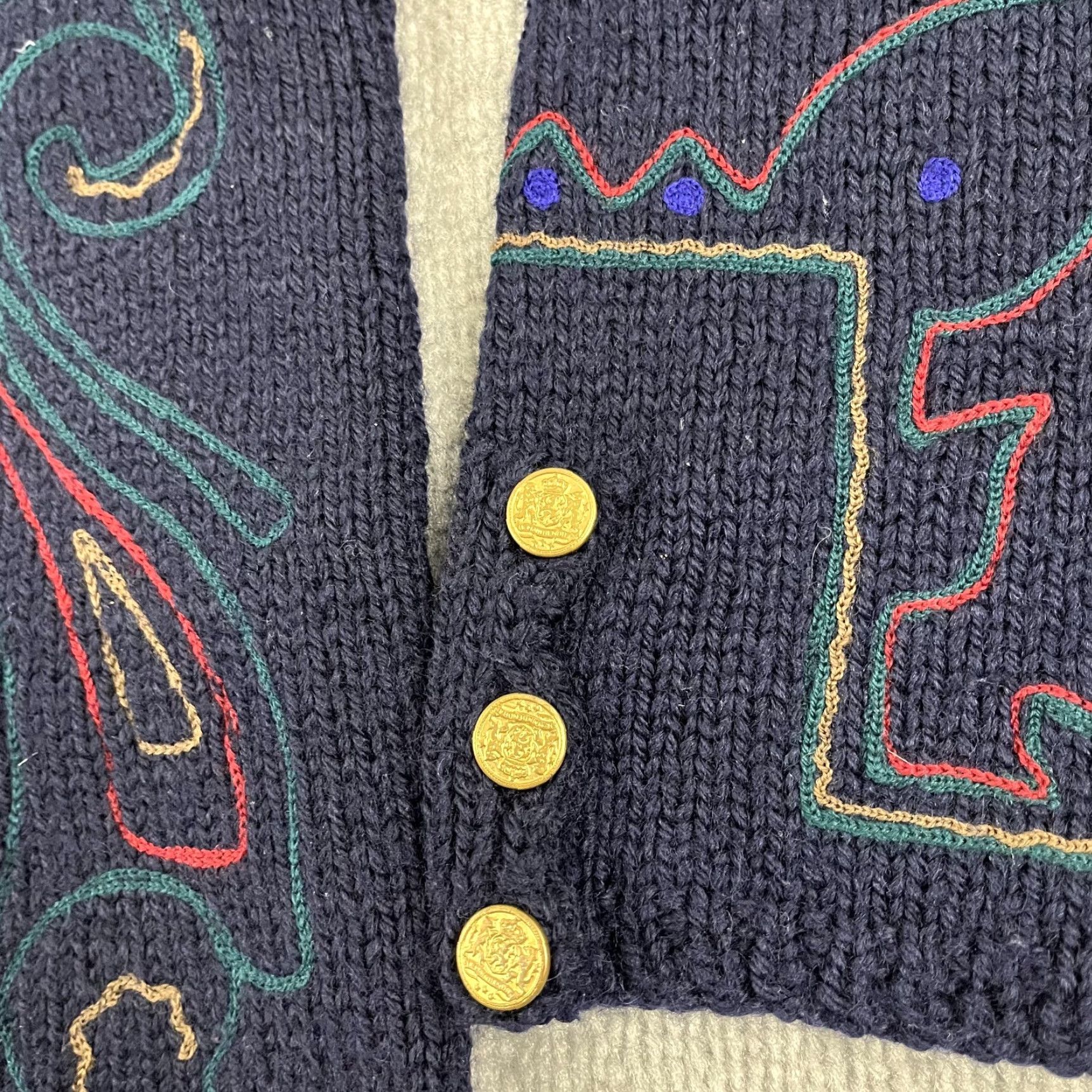Vintage Britches Of Georgetowne Cardigan Sweater Womens Medium Blue Wool Abstract Stitch Size M / US 6-8 / IT 42-44 - 3 Thumbnail
