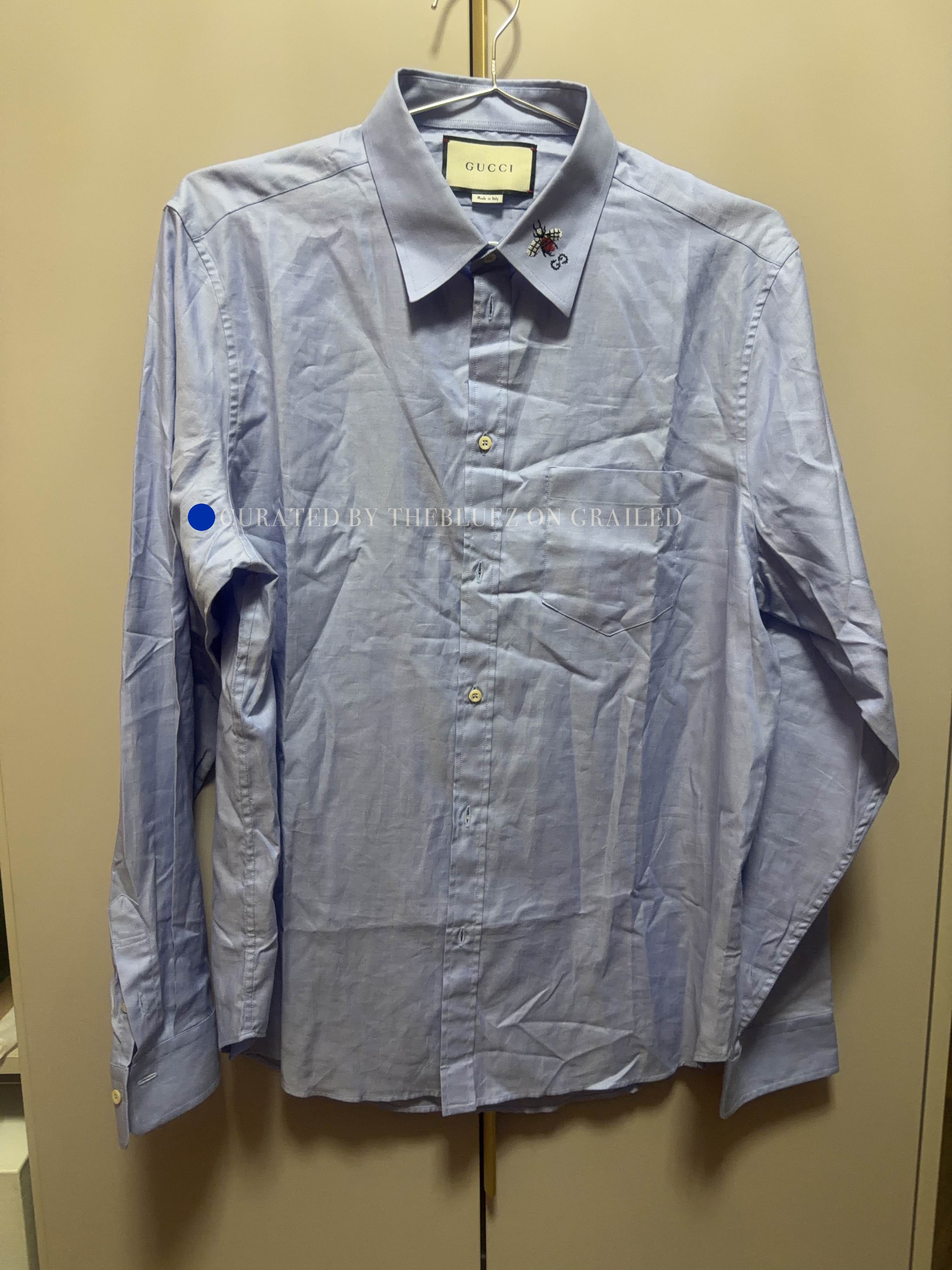 Gucci Embroidered Bee Oxford Shirt in Blue Size US XS / EU 42 / 0 - 1 Thumbnail