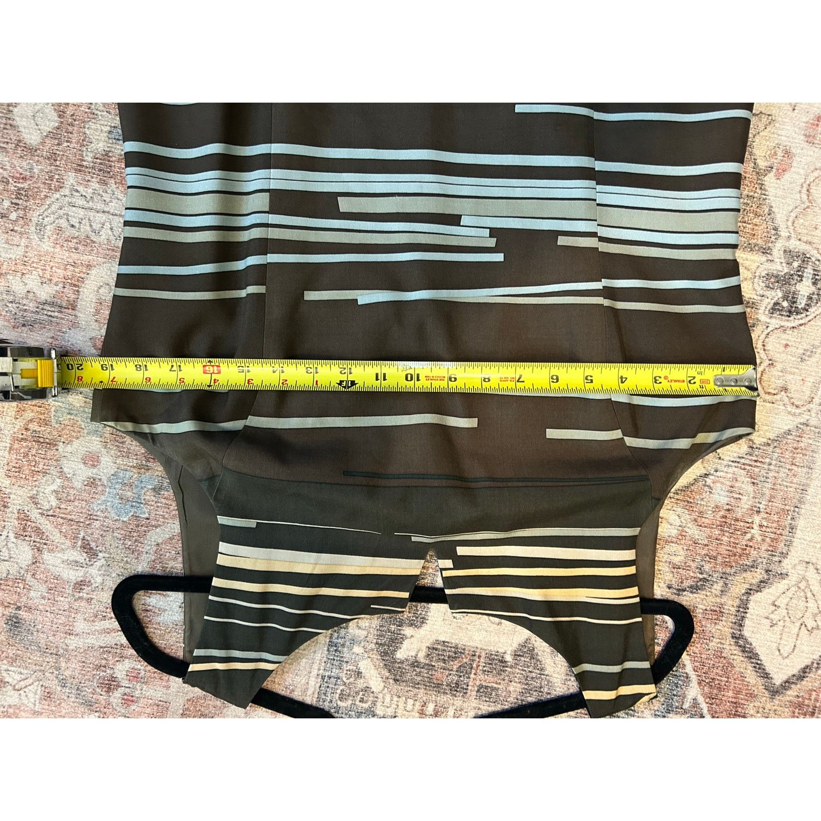 Worthington Worth Brown Blue Green Stripe 100% Silk Pencil Dress, Sz 12 Size XL / US 12-14 / IT 48-50 - 3 Thumbnail