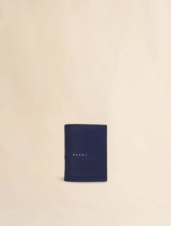 Marni o1w1db10326 Size: OS/Logo-Print Leather Wallet in Nevy Blue Size ONE SIZE - 1 Thumbnail