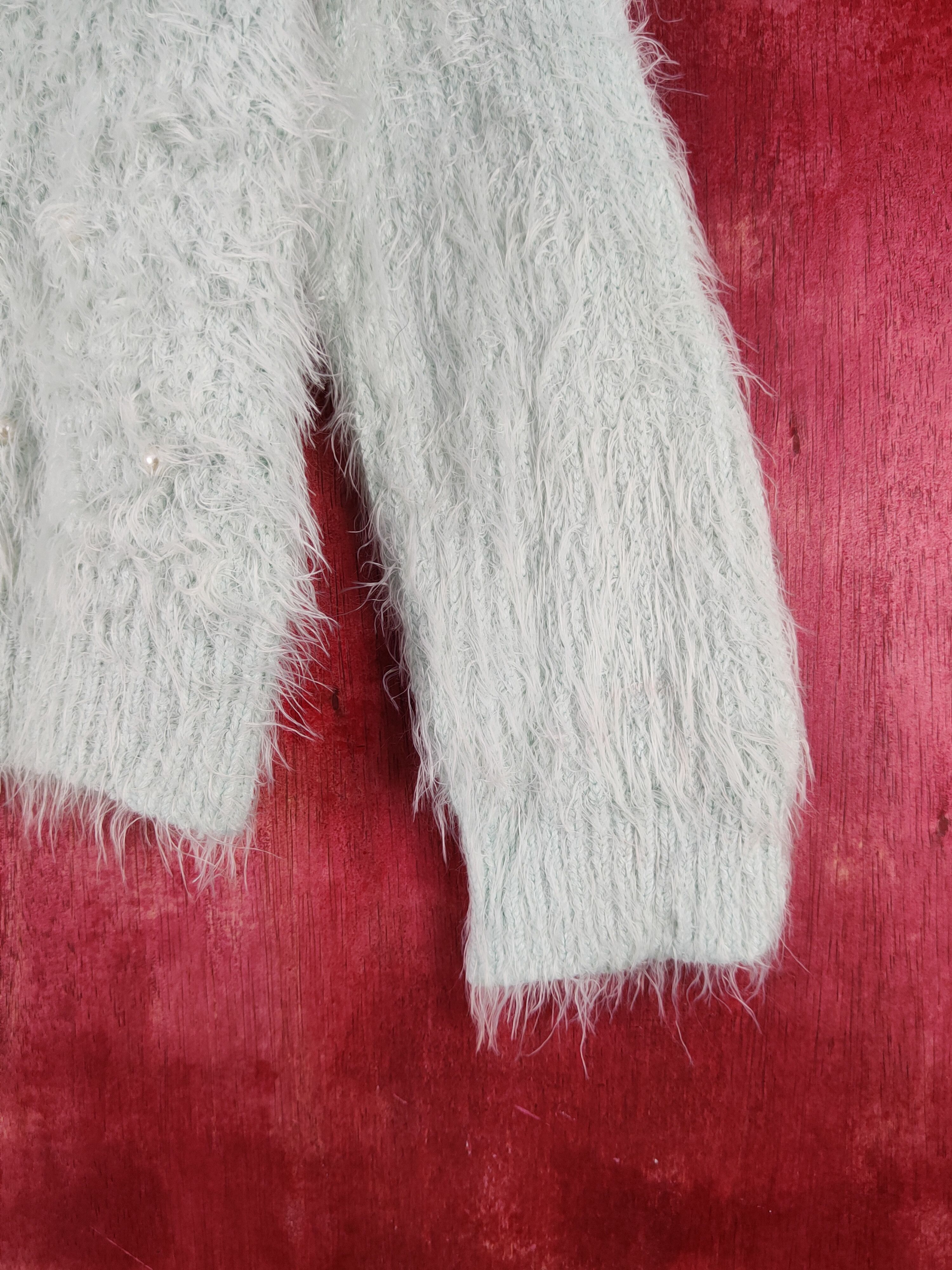 Japanese Brand × Vintage Ingni Mint Green Shag Shaggy Fur Mohair Knitwear #S2082 Size XS / US 0-2 / IT 36-38 - 7 Thumbnail