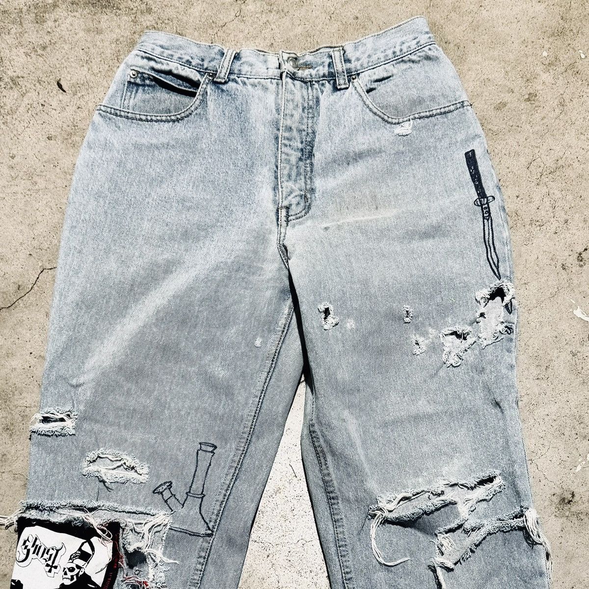 Vintage VINTAGE CUSTOM PUNK JEANS! Size US 29 - 2 Thumbnail