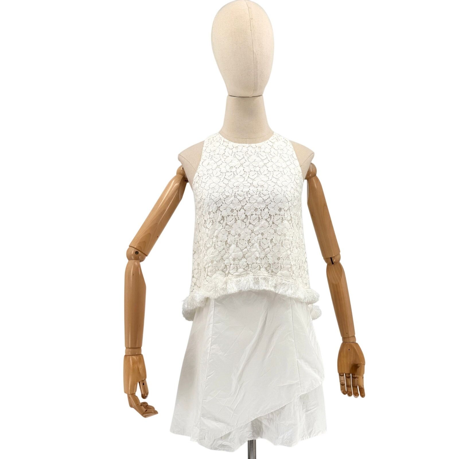 Derek Lam 10 Crosby Derek Lam 10 Crosby White Cotton Lace Fringe Mini Dress Size XS / US 0-2 / IT 36-38 - 1 Thumbnail