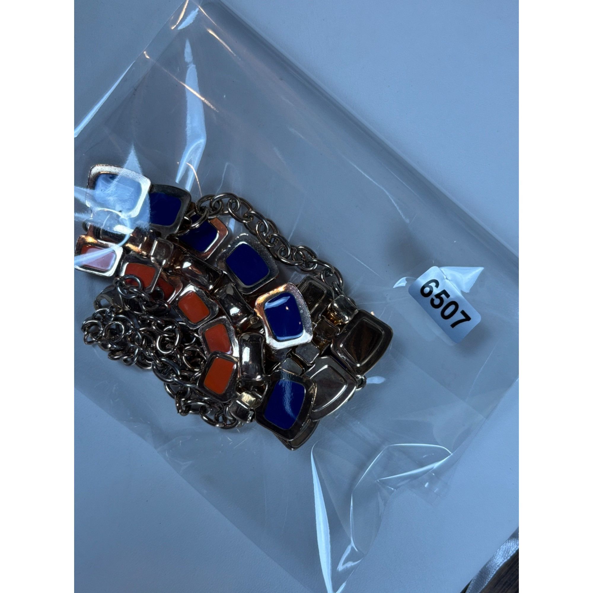 Other Orange & Blue Statement Necklace With Double Row Square Resi Size ONE SIZE - 4 Thumbnail