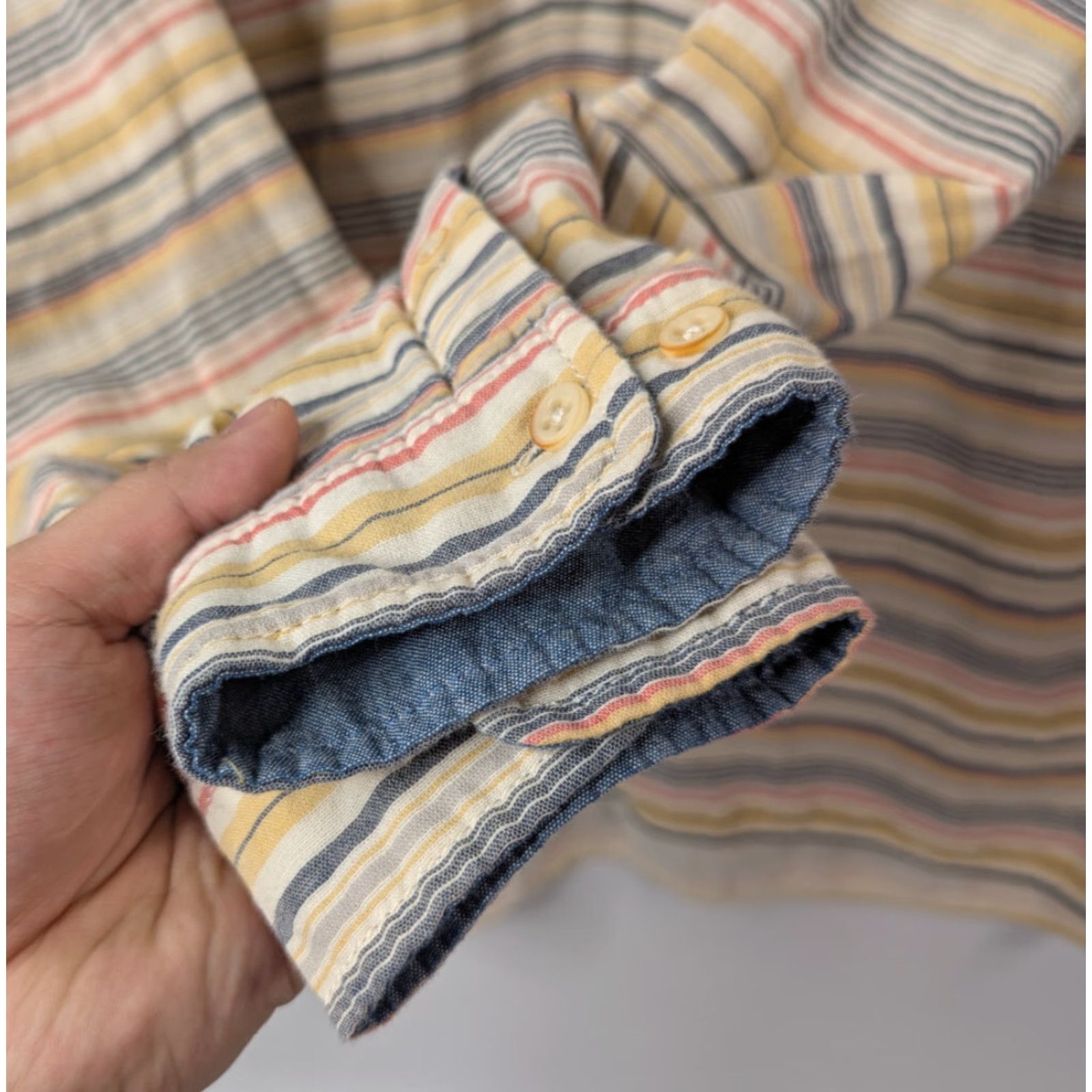The Territory Ahead The Territory Ahead Shirt Mens XL Long Sleeve Button-Up Boho Stripe Roll Tab Color Multicolor Cotton Size US XL / EU 56 / 4 - 3 Thumbnail