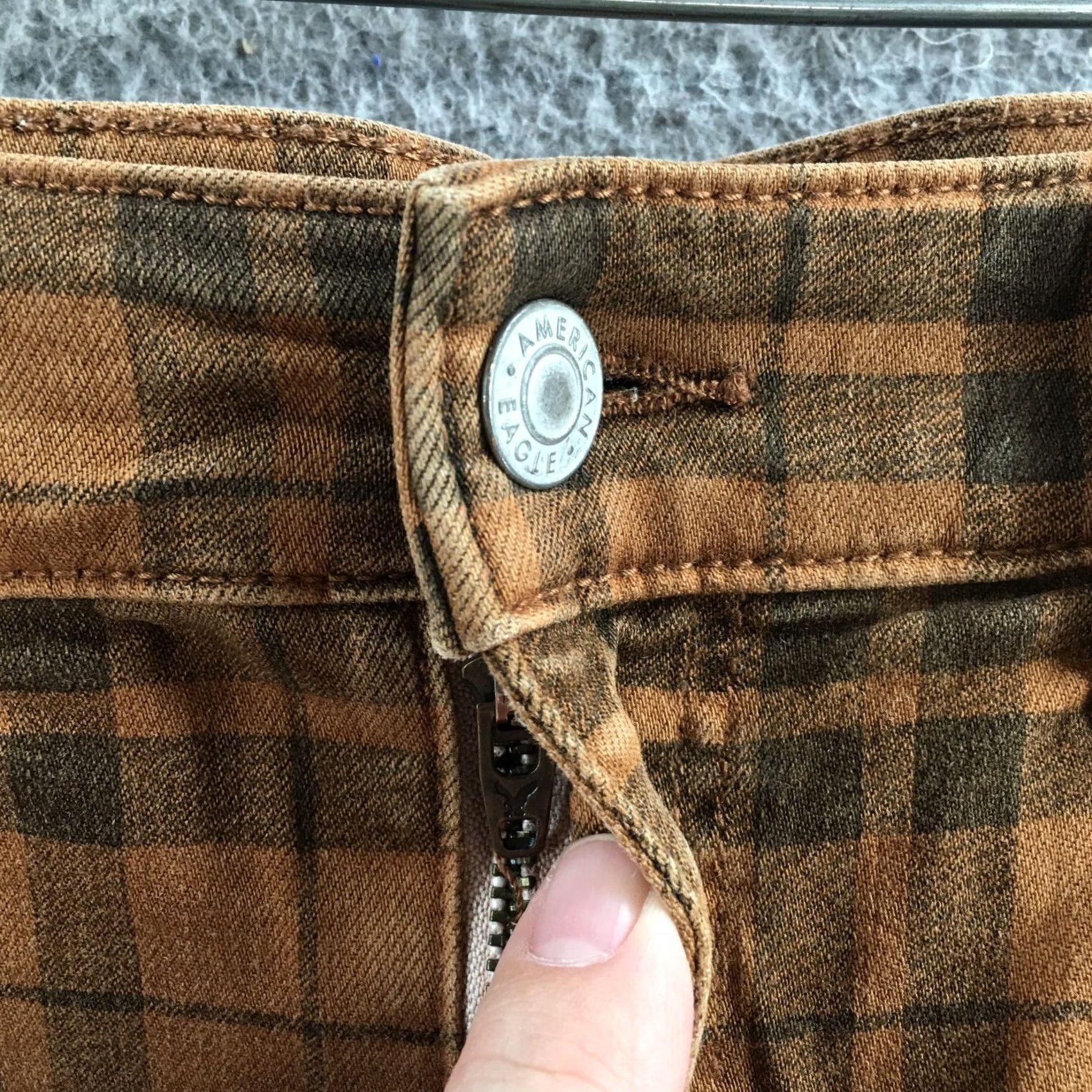 American Eagle Outfitters American Eagle High Rise Jegging Pants Womens 12R (31x27.5) Brown Plaid Size 34" / US 12 / IT 48 - 4 Thumbnail
