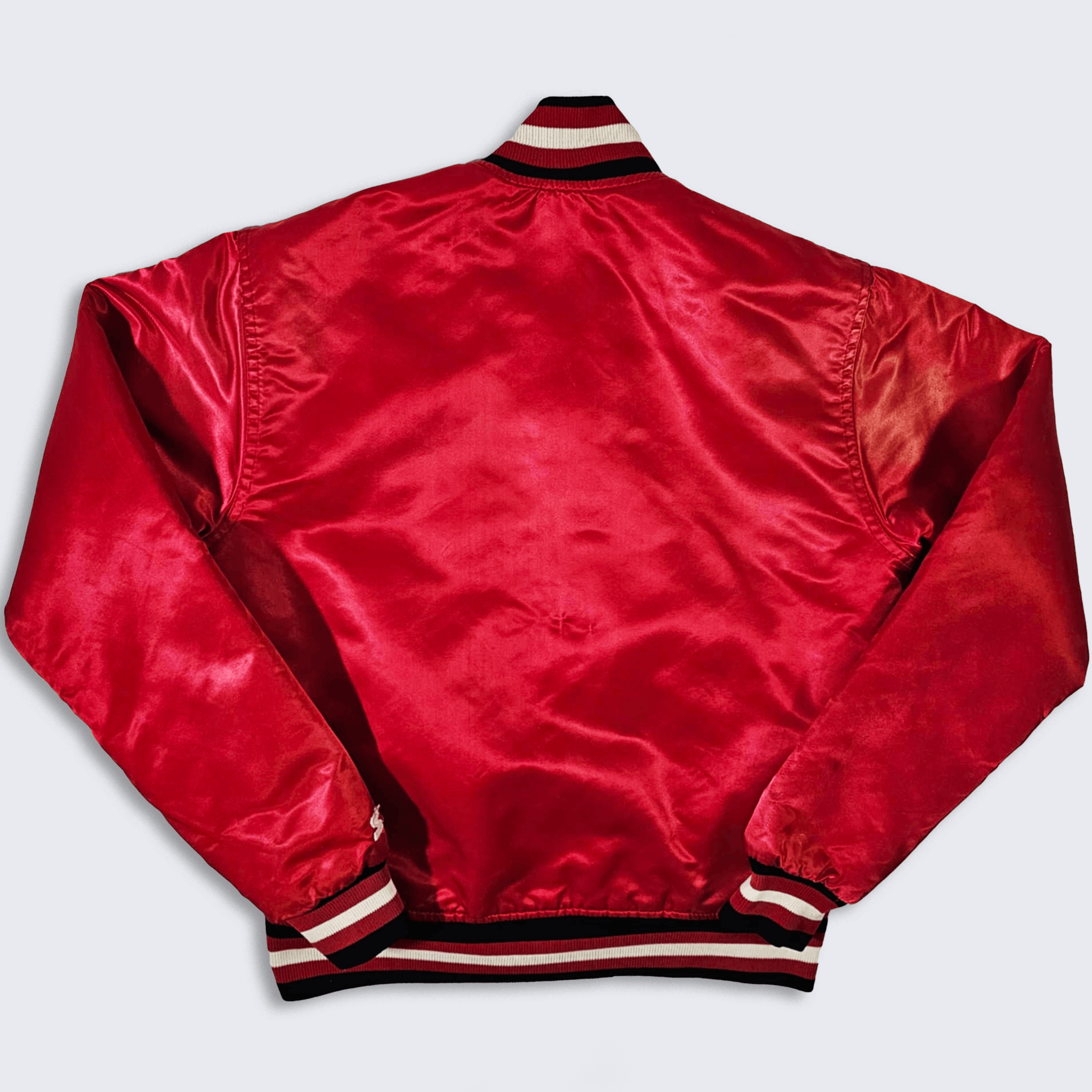 NHL × Starter × Vintage Chicago Blackhawks Vintage 80s Starter Satin Bomber Jacket Size US S / EU 44-46 / 1 - 2 Thumbnail