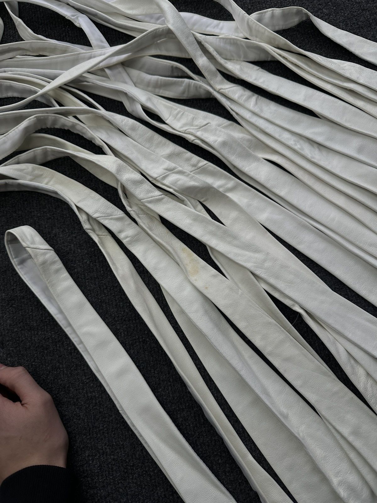 Other 🚨 LEATHER WHITE ITALY TIE LUXURY VNTG RARE OLD MONEY Size ONE SIZE - 12 Thumbnail