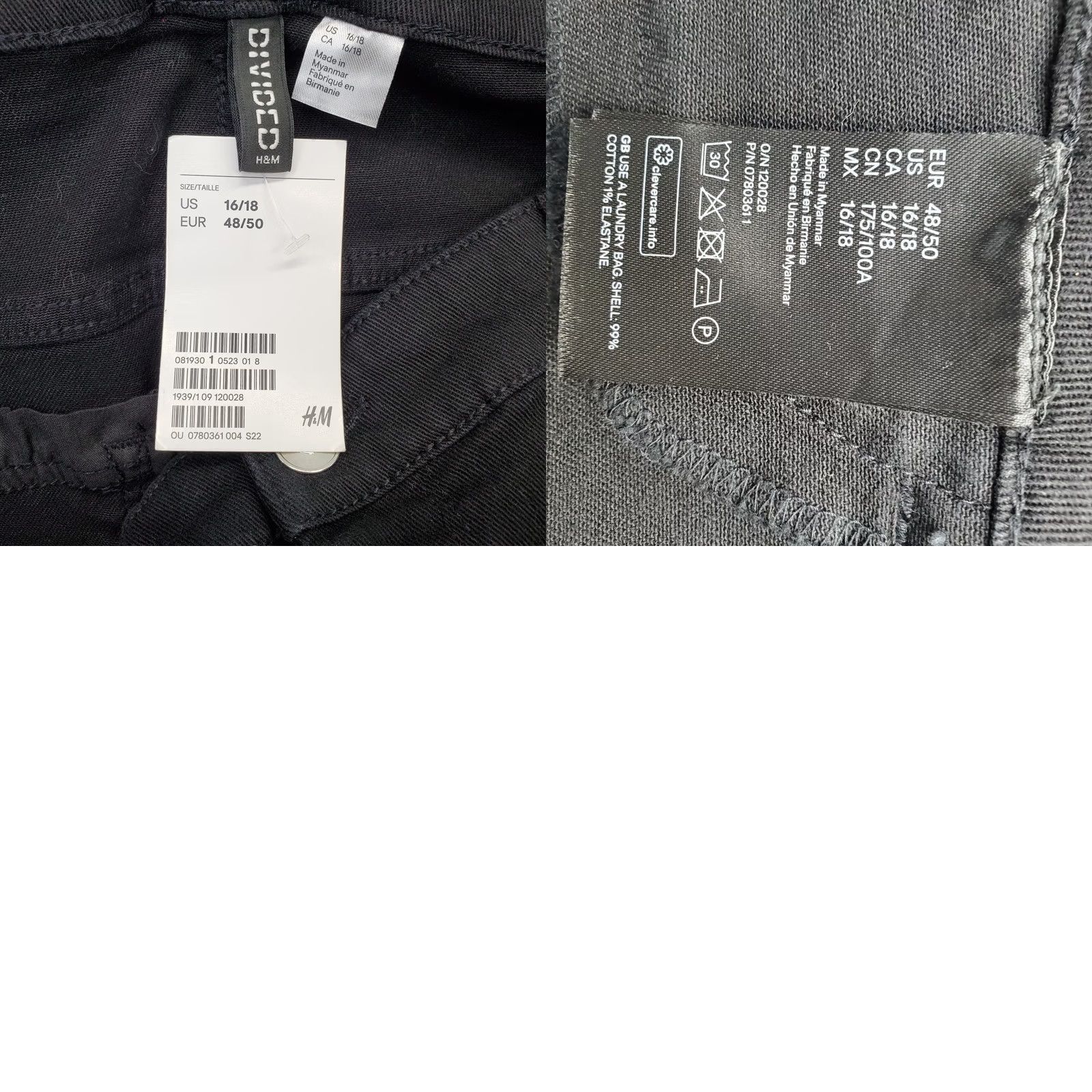 H&M H&M Skinny Jeans Women's 16/18 Black Denim Slim Fit Distressed Jeans Basic Black Womens Skinny Jeans Size 38" / US 16 / IT 52 - 8 Thumbnail