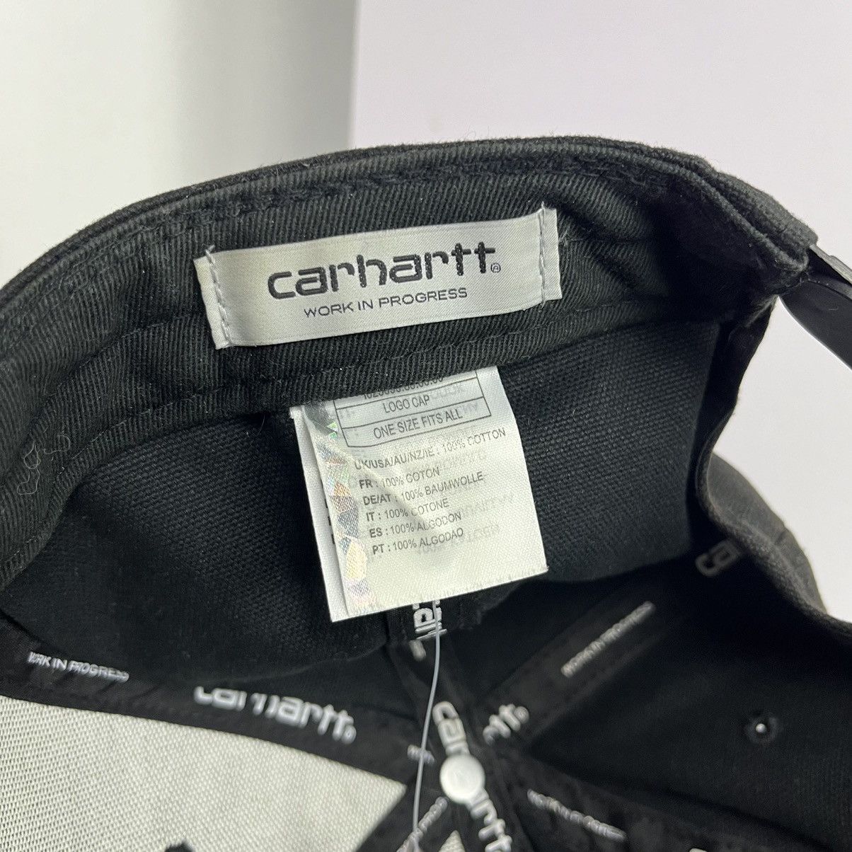 Carhartt × Vintage 🌑Faded🌑 Carhartt 6 Panel Black Leather Logo Cap Size ONE SIZE - 10 Thumbnail
