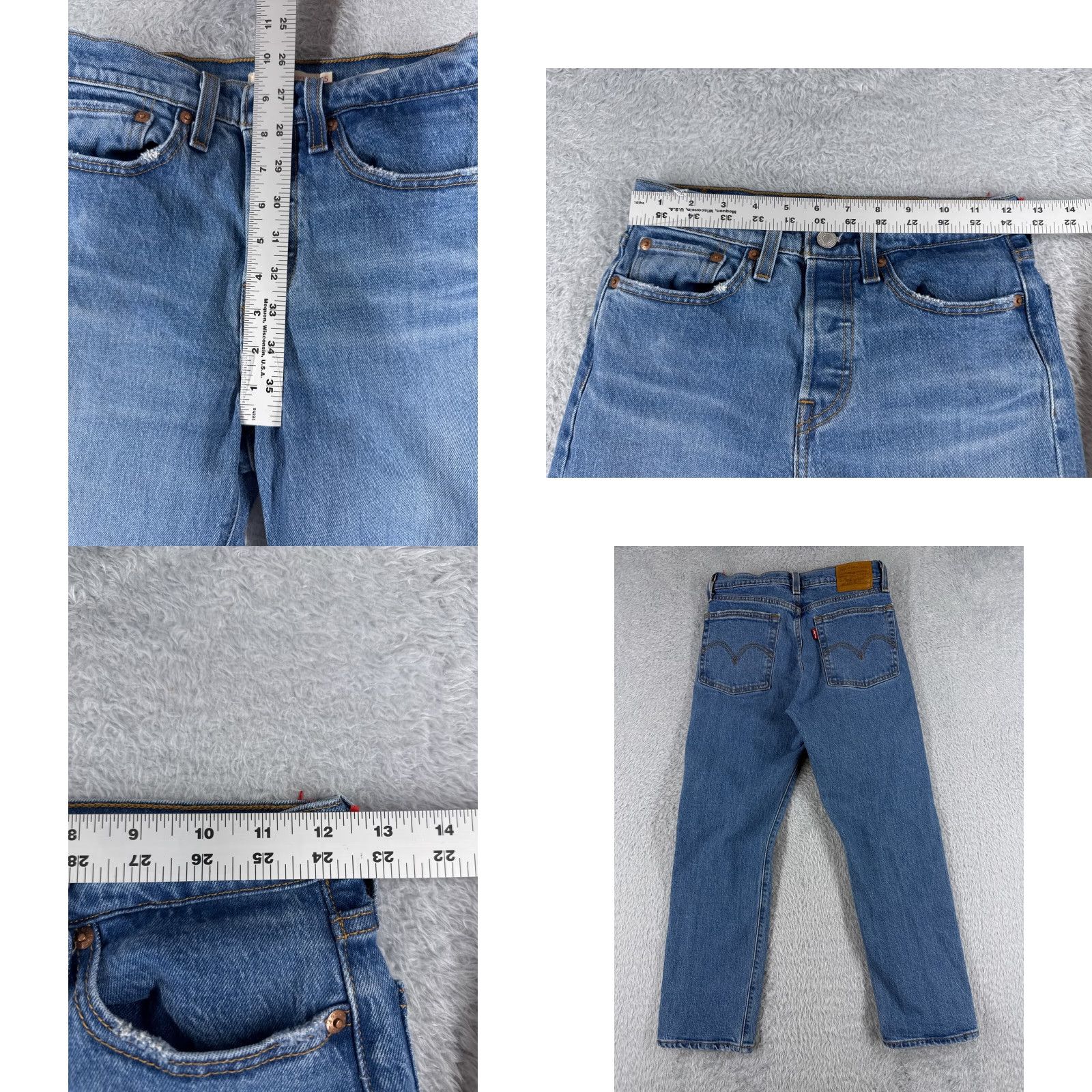 Levi's Levi's Jeans Women's 25x25 Blue Denim Wedgie Straight Button 25 25x25 Levi's 500 Series Retro Modern Distressed Stretch Regular Classic Jeans Womens Size 42" / US 20 - 9 Thumbnail