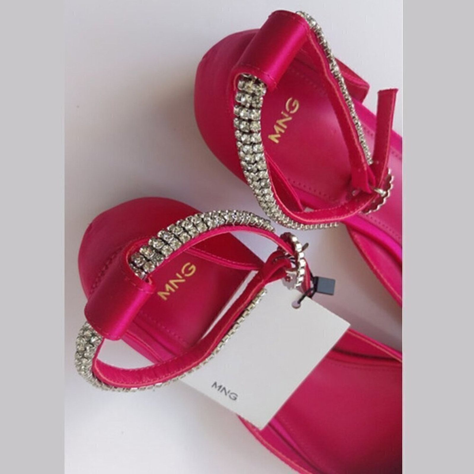Mango MANGO Satin Rhinestone Pointed Toe Flats Barbiecore Shoes Size US 9 / IT 39 - 13 Thumbnail