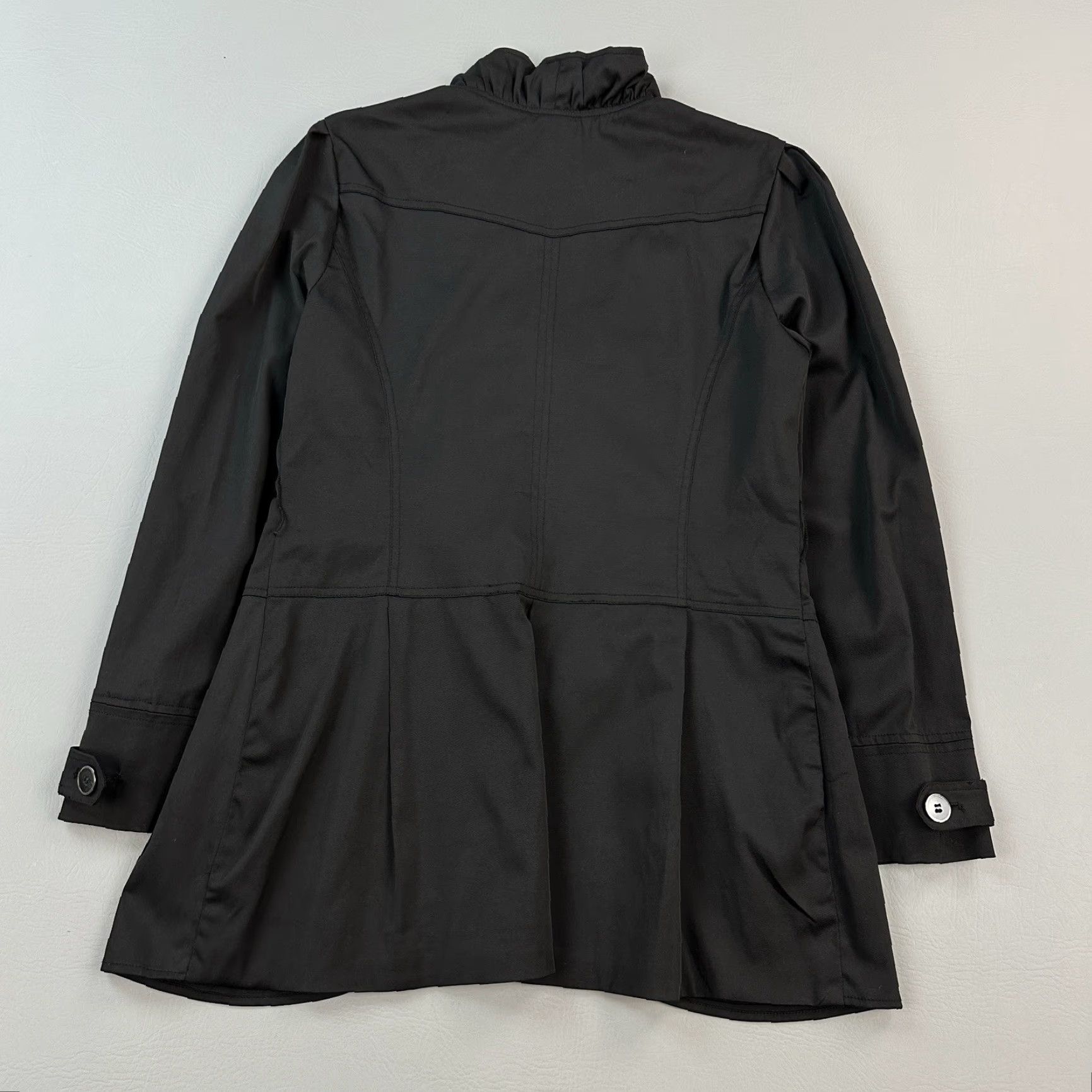 Cynthia Rowley Cynthia Rowley Jacket Women's Medium Black Ruffle Zip Front Peplum Casual Size M / US 6-8 / IT 42-44 - 7 Thumbnail