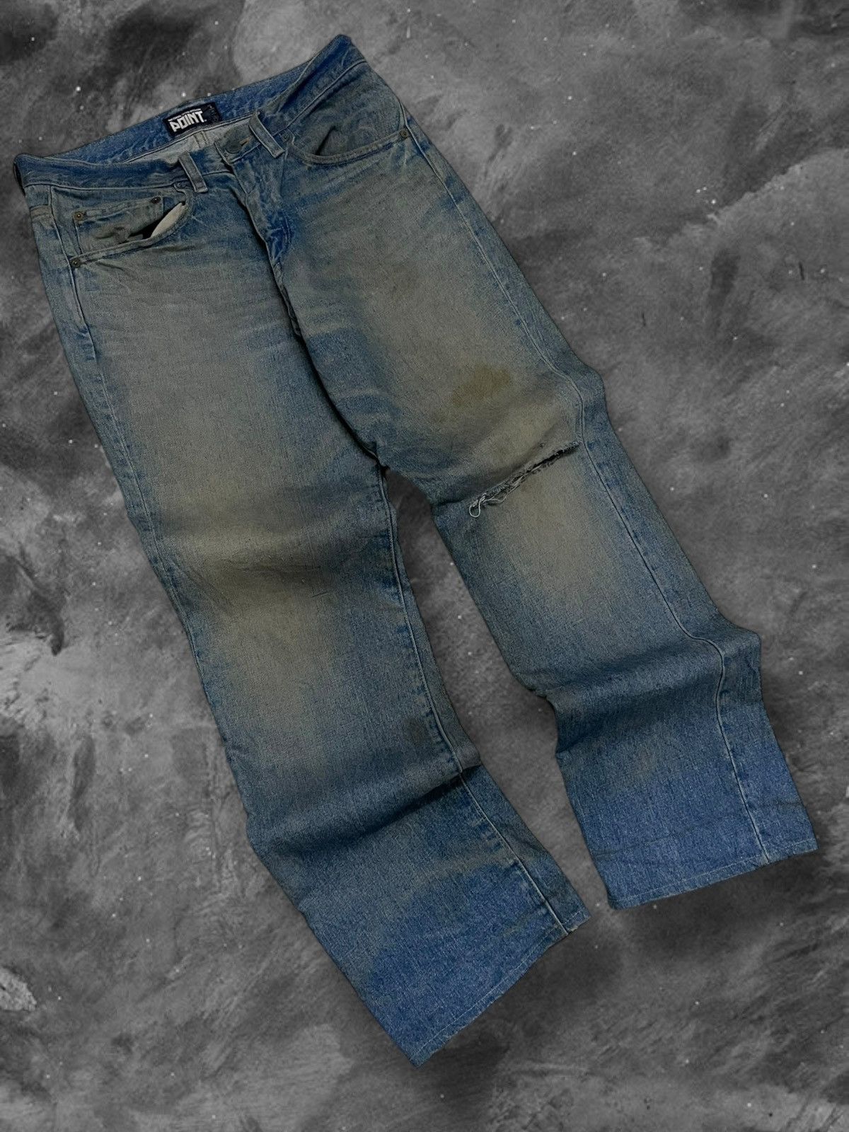Japanese Brand Vintage 1990s Japan Designer POINT War Control Mudwash Denim Size US 29 - 2 Thumbnail