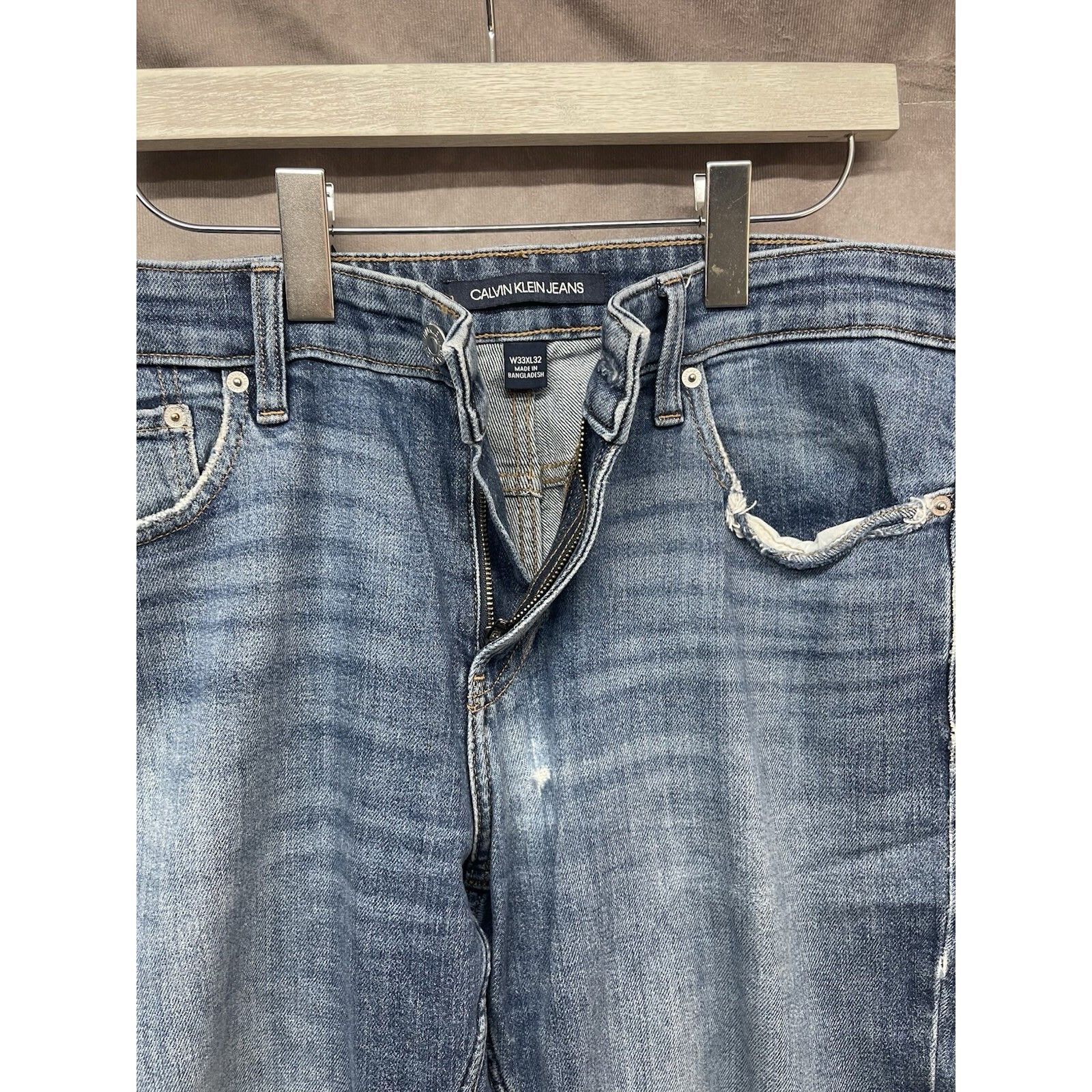 Calvin Klein Calvin Klein Jeans Mens 33x32 Blue CKJ026 Slim Straight Fade Size US 33 - 7 Thumbnail