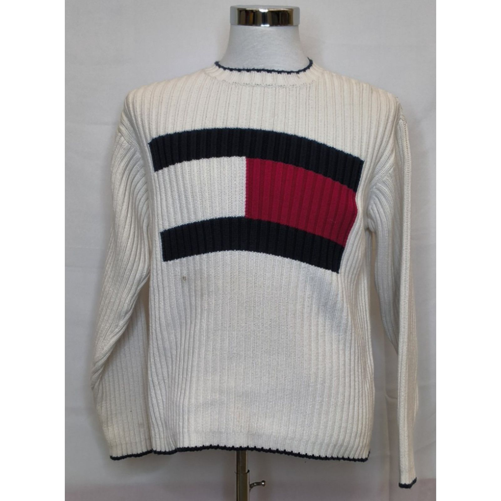 Tommy Hilfiger Tommy Hilfiger Sweater Men's L White Flag Logo 90's Cotton Size US L / EU 52-54 / 3 - 2 Thumbnail