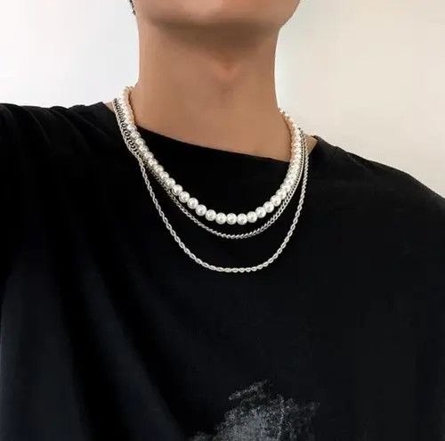 Jewelry Unisex layered pearl necklace chains fashion accessories Size ONE SIZE - 2 Thumbnail
