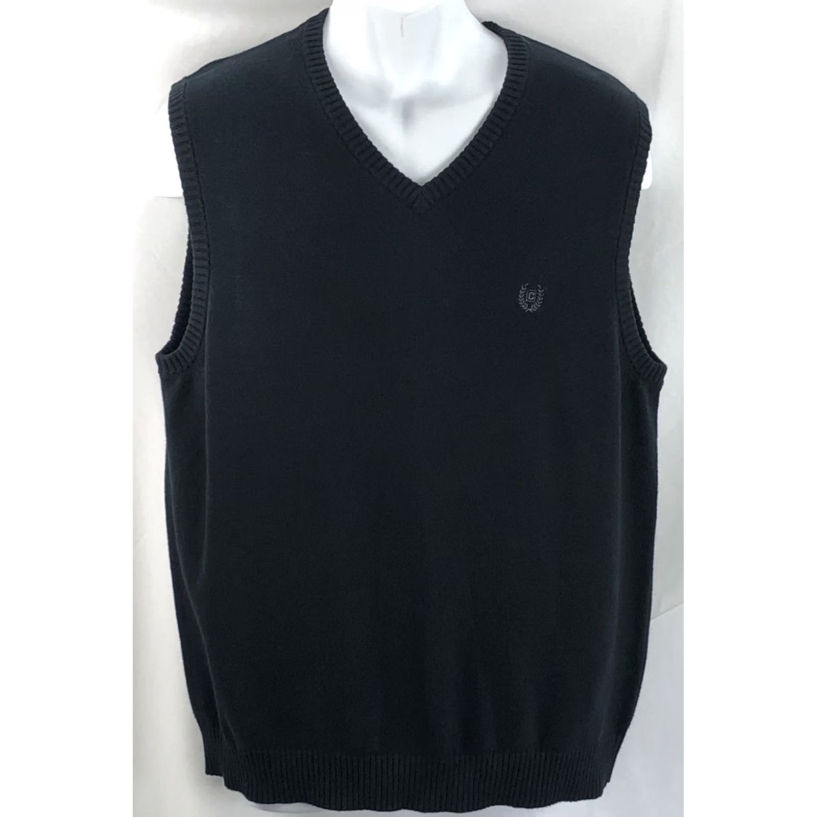 Chaps Chaps Ralph Lauren Sweater Vest M Black V-Neck Cotton Knit Classic Preppy School Academia Golf Country Club Mens Vest Black M Size US M / EU 48-50 / 2 - 4 Thumbnail