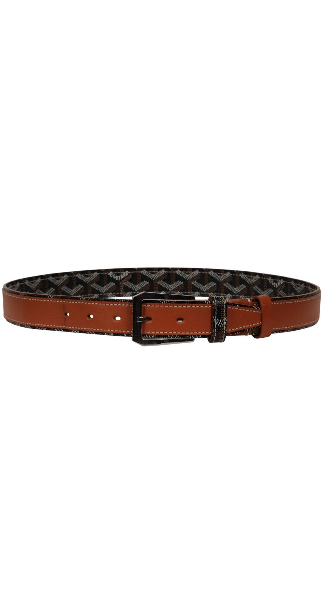 Goyard Fregate Belt 95 33 34 Black Brown Leather Goyardine - 02611 Size 34 - 1 Thumbnail